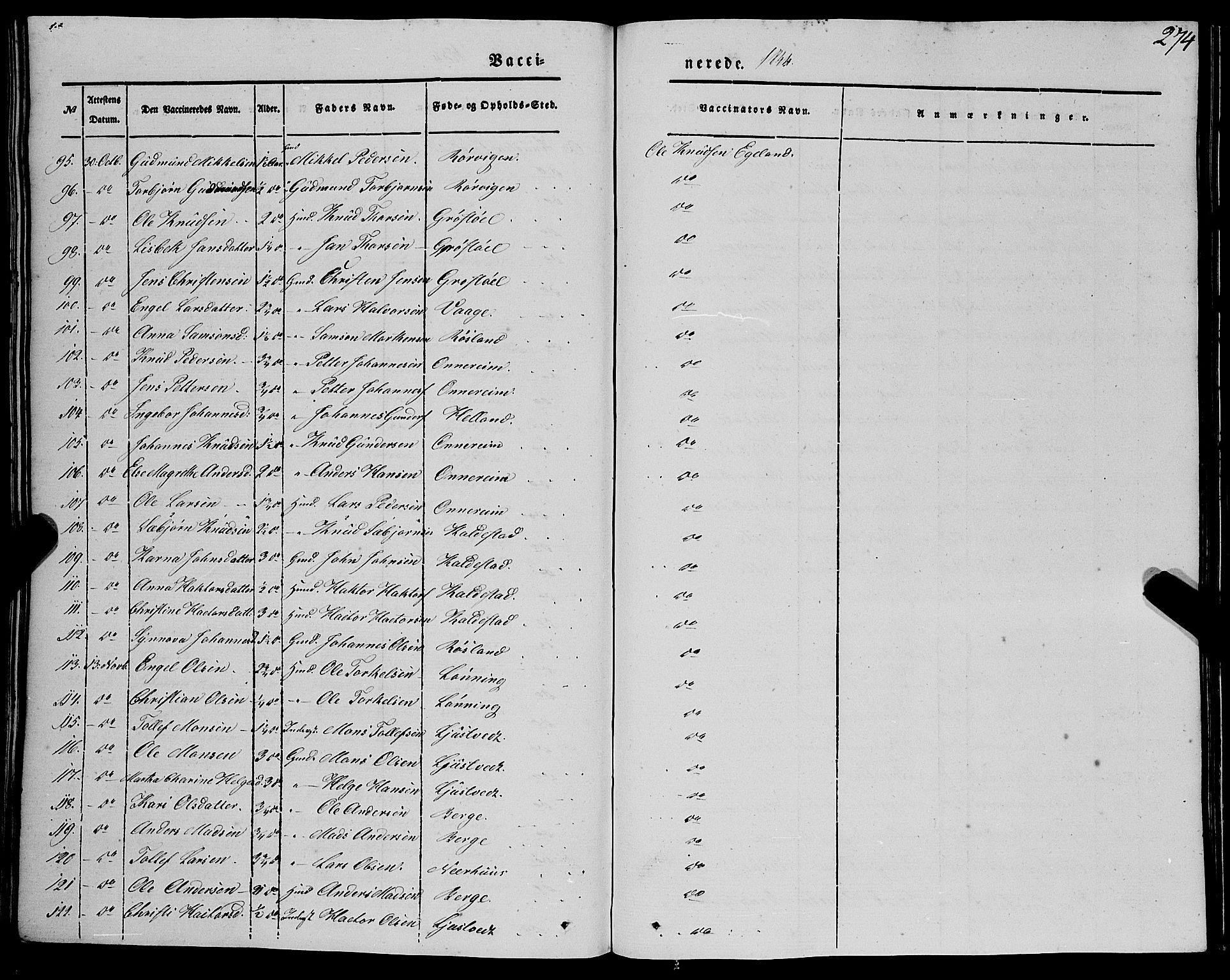 Kvinnherad sokneprestembete, SAB/A-76401/H/Haa: Parish register (official) no. A 7, 1843-1853, p. 274