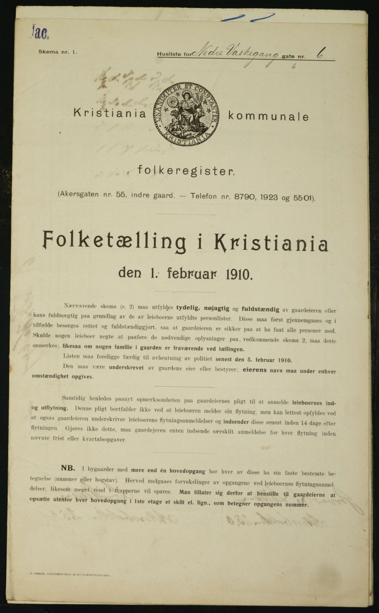 OBA, Municipal Census 1910 for Kristiania, 1910, p. 67212