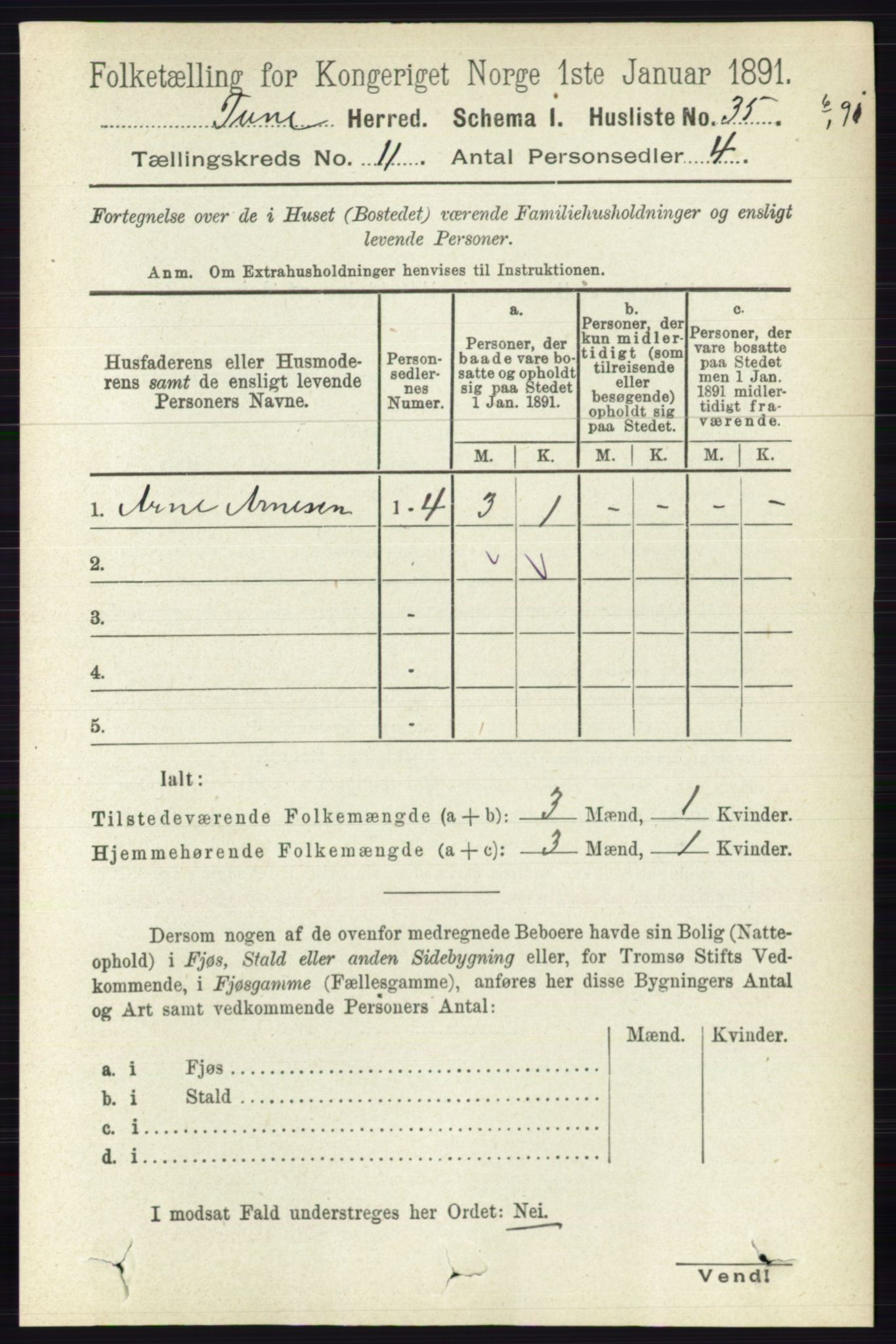 RA, 1891 census for 0130 Tune, 1891, p. 6934