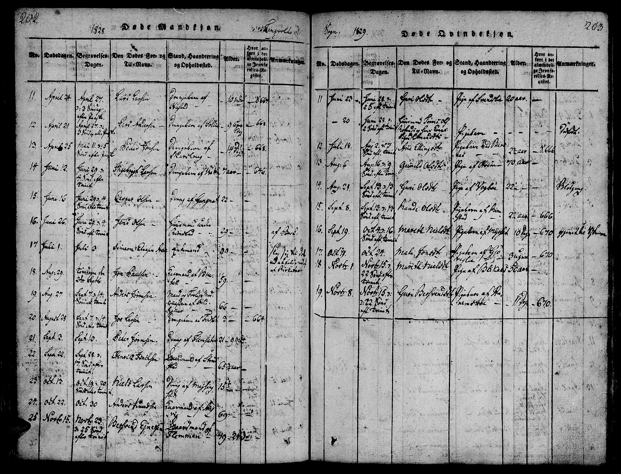 Ministerialprotokoller, klokkerbøker og fødselsregistre - Møre og Romsdal, AV/SAT-A-1454/586/L0982: Parish register (official) no. 586A08, 1819-1829, p. 202-203