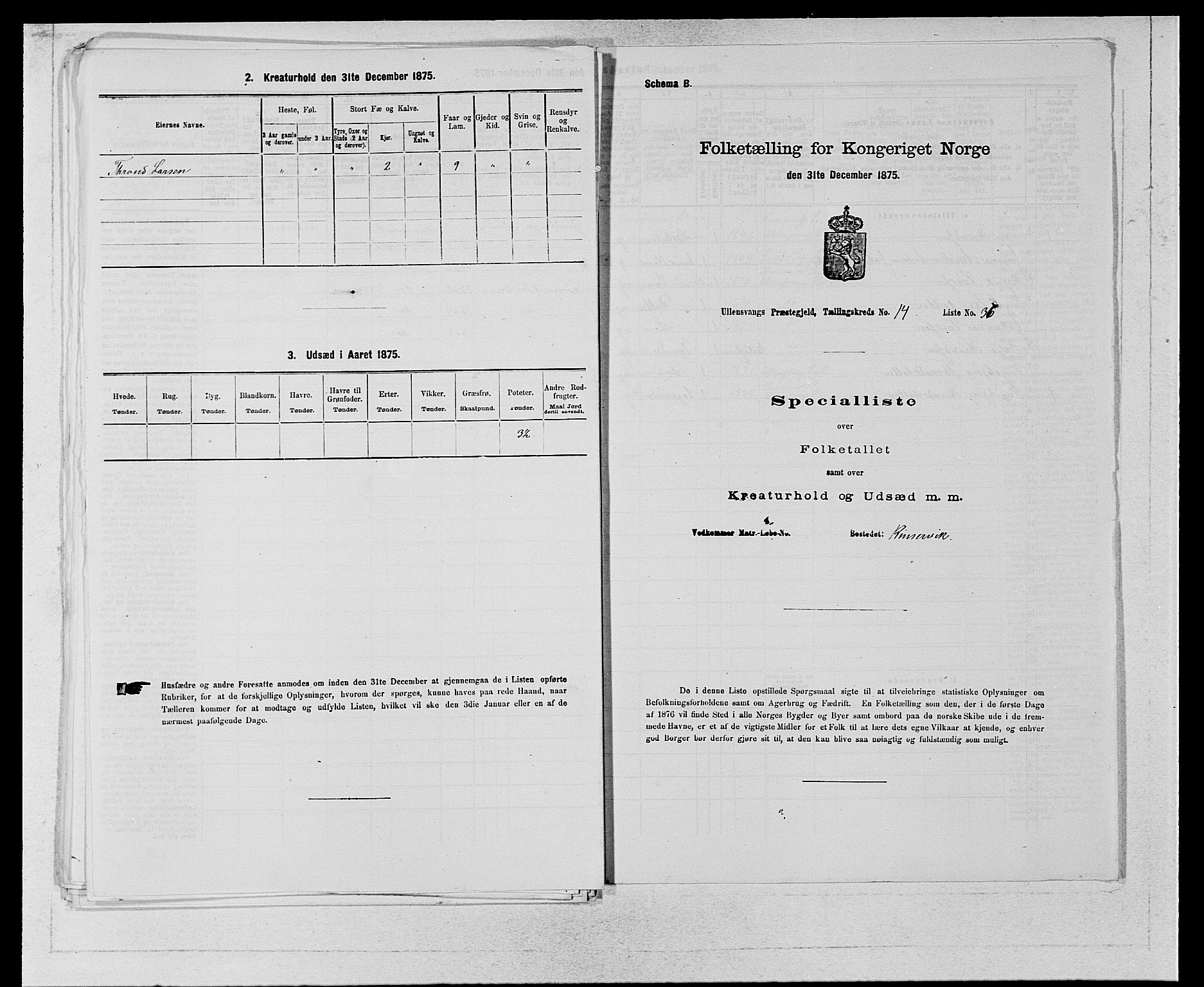 SAB, 1875 census for 1230P Ullensvang, 1875, p. 1460