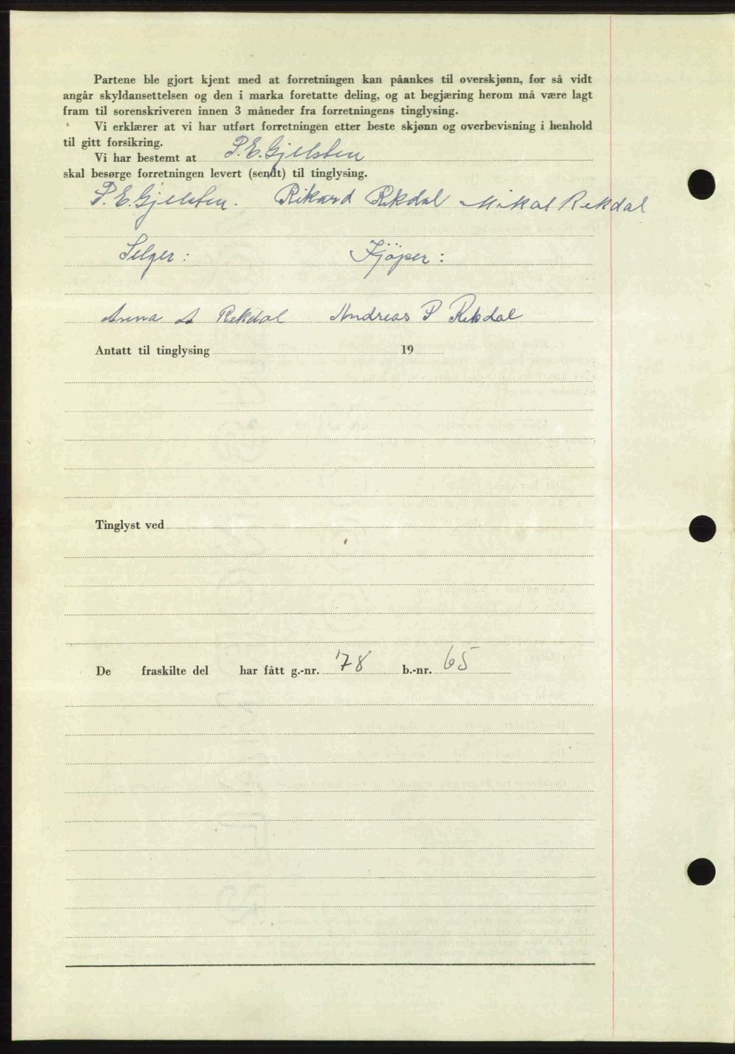 Romsdal sorenskriveri, AV/SAT-A-4149/1/2/2C: Mortgage book no. A32, 1950-1950, Diary no: : 255/1950