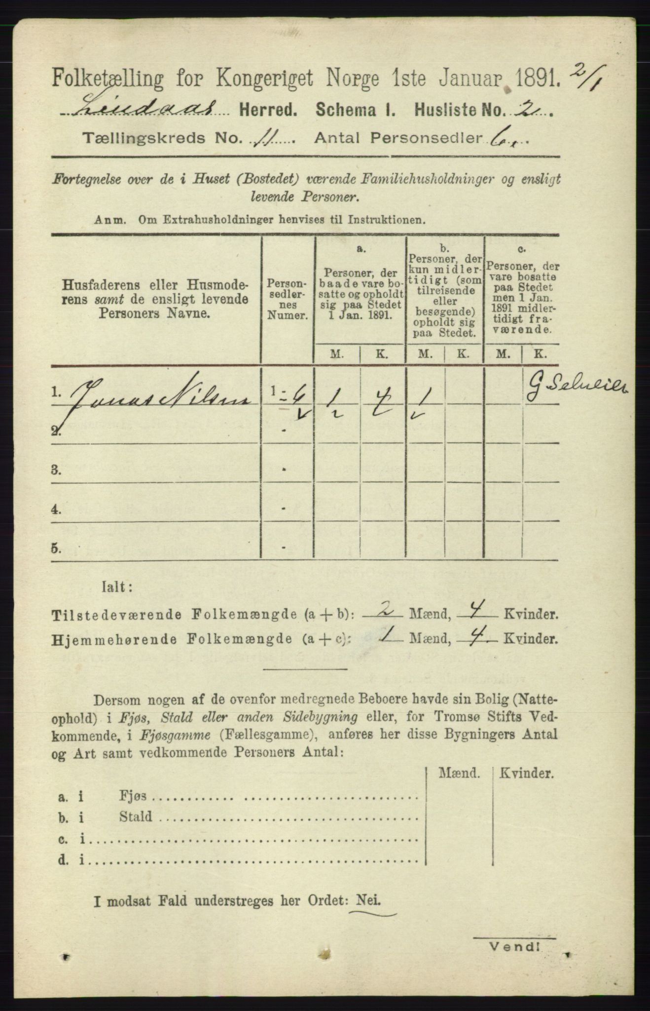 RA, 1891 census for 1263 Lindås, 1891, p. 3613