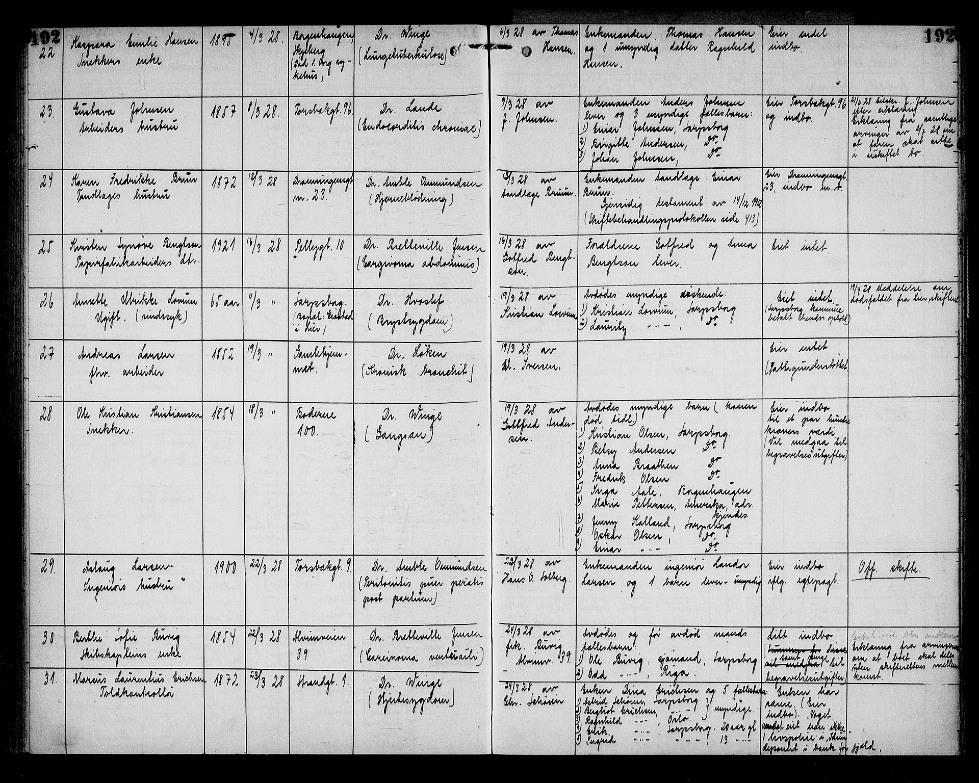 Sarpsborg byfogd, AV/SAO-A-10864/H/Ha/Haa/L0003: Dødsfallsprotokoll, 1915-1930, p. 192