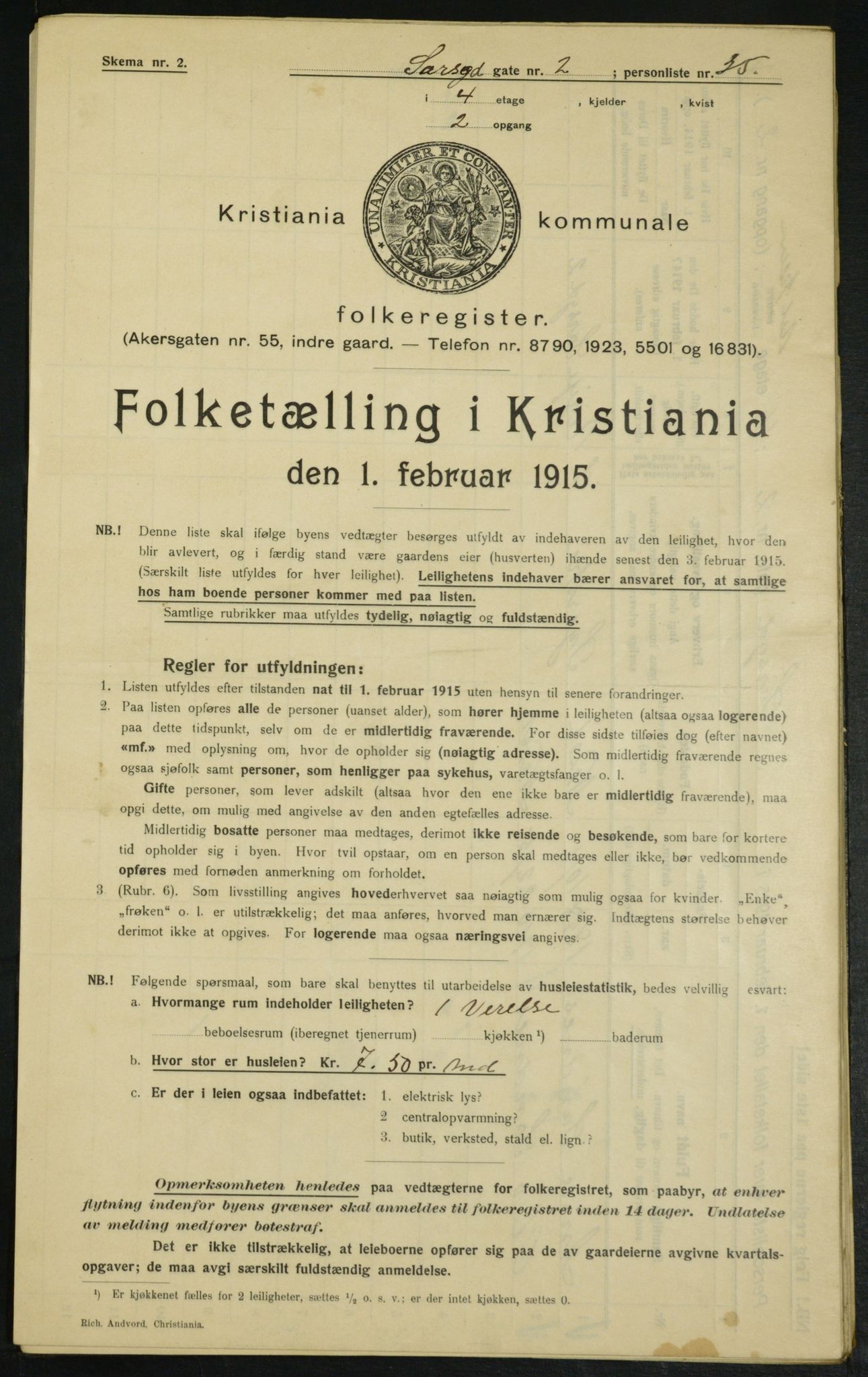 OBA, Municipal Census 1915 for Kristiania, 1915, p. 88845