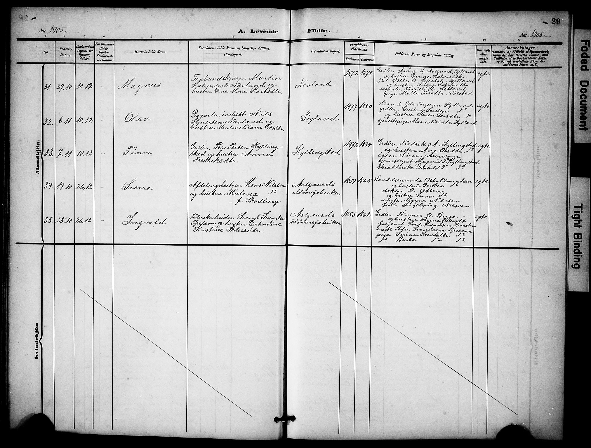 Lye sokneprestkontor, AV/SAST-A-101794/001/30BB/L0009: Parish register (copy) no. B 9, 1902-1923, p. 29