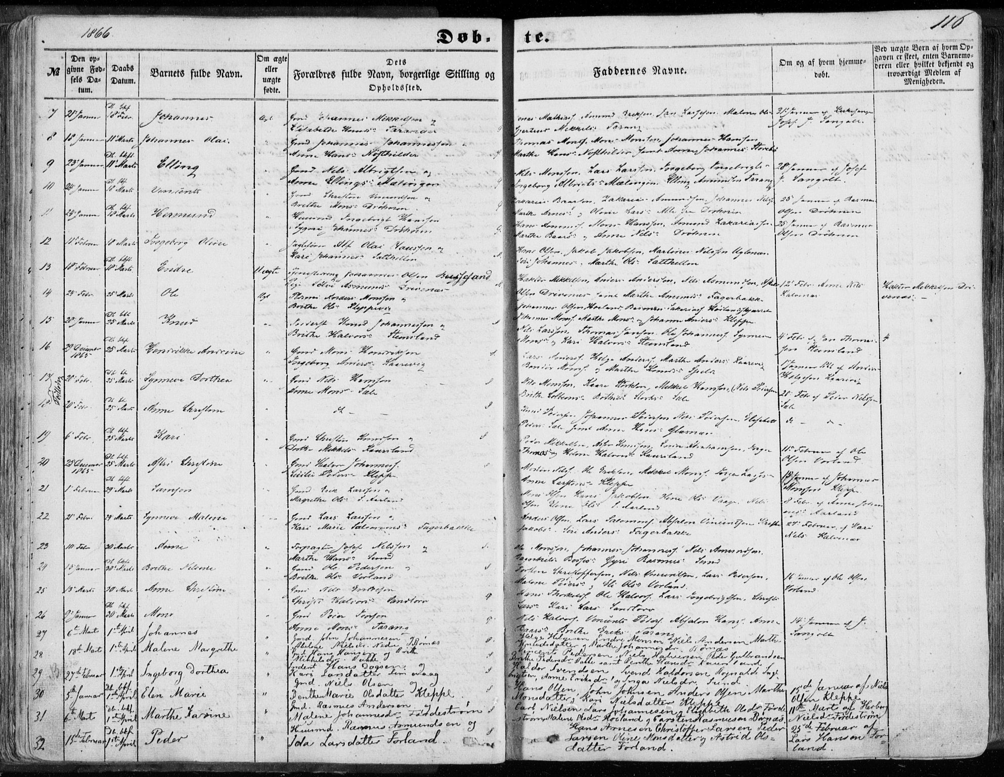 Sund sokneprestembete, SAB/A-99930: Parish register (official) no. A 14, 1850-1866, p. 116