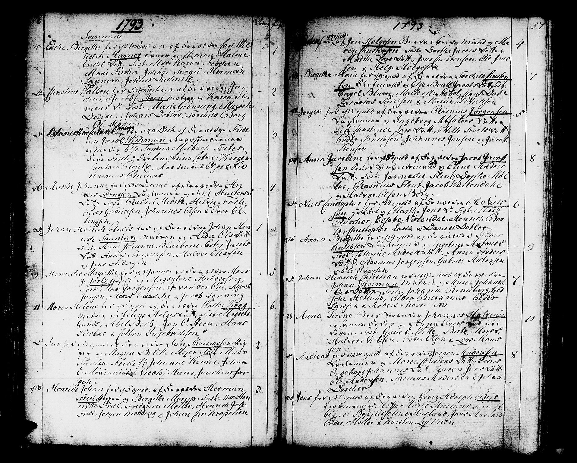 Domkirken sokneprestembete, SAB/A-74801/H/Haa/L0004: Parish register (official) no. A 4, 1763-1820, p. 56-57