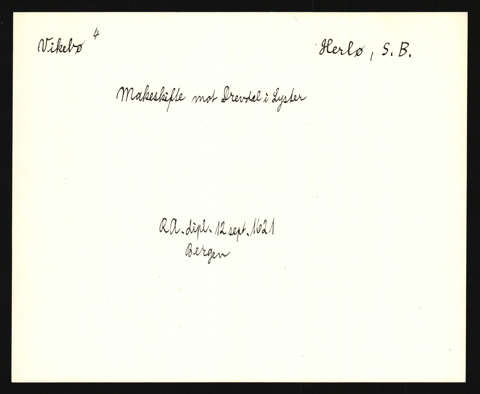 Riksarkivets diplomsamling, AV/RA-EA-5965/F35/F35e/L0028: Registreringssedler Hordaland 1, 1400-1700, p. 529