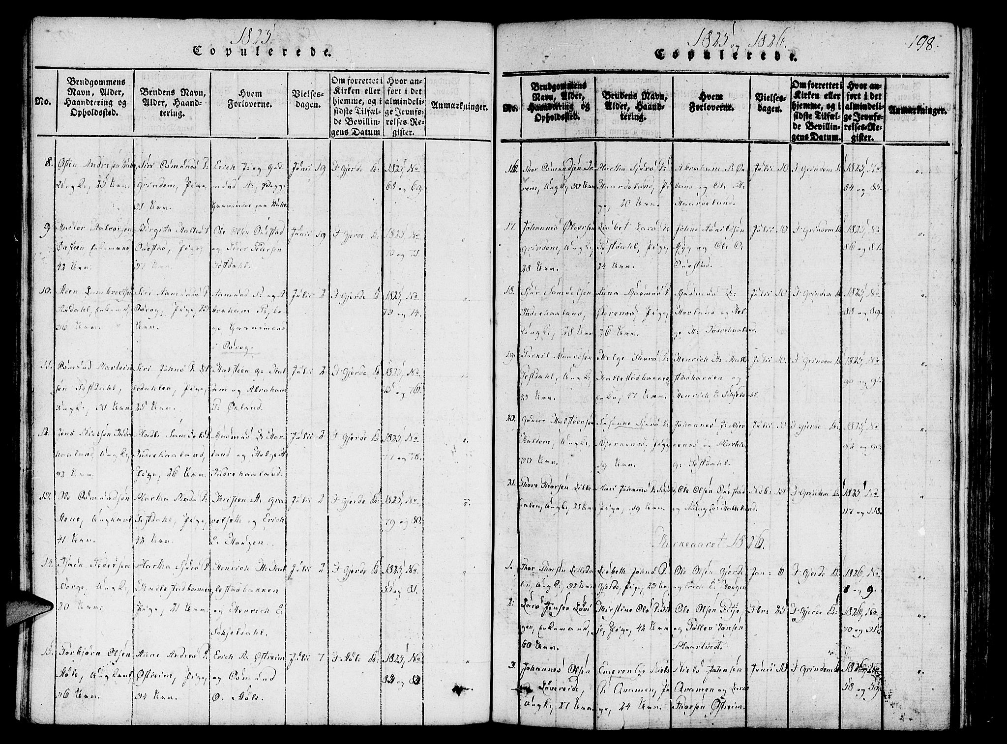 Etne sokneprestembete, SAB/A-75001/H/Haa: Parish register (official) no. A 6, 1815-1831, p. 198