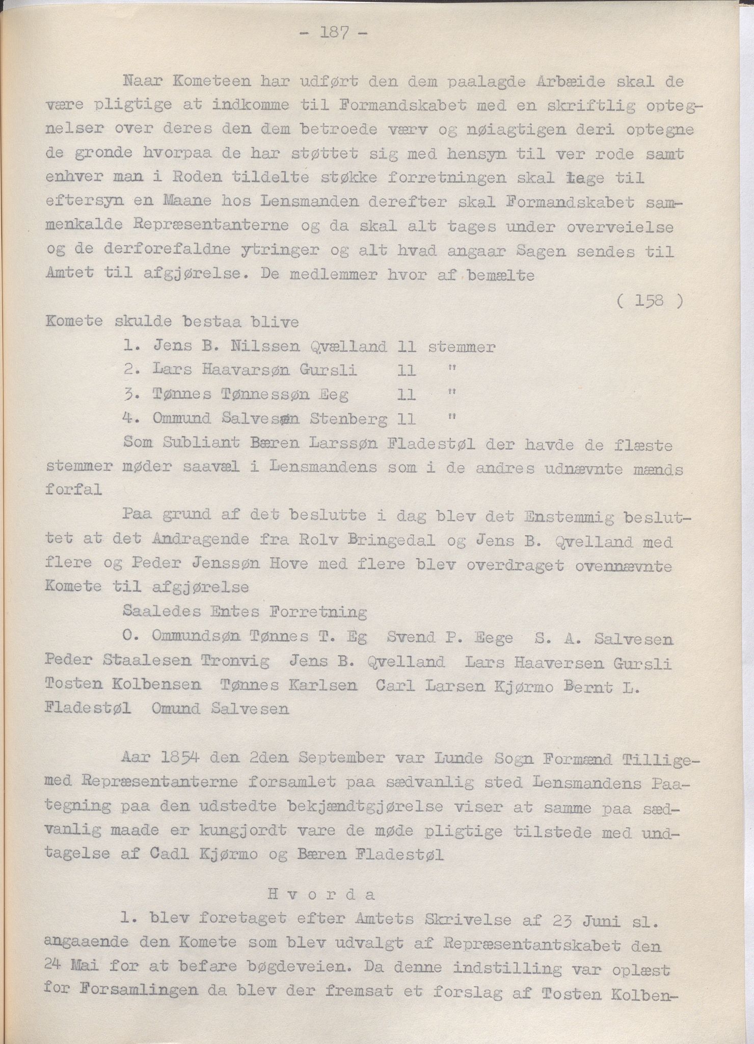 Lund kommune - Formannskapet/Formannskapskontoret, IKAR/K-101761/A/Aa/Aaa/L0002: Forhandlingsprotokoll, 1837-1865, p. 187