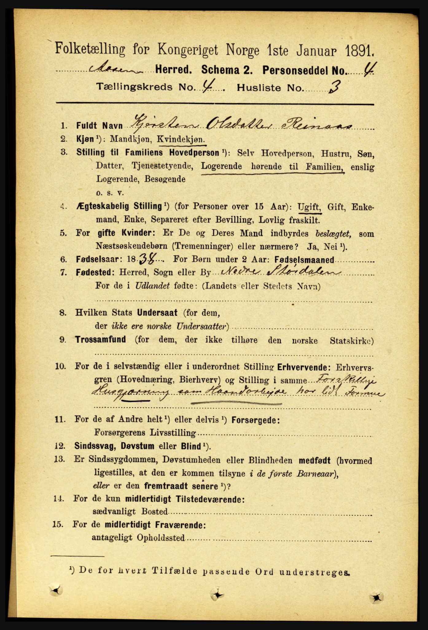RA, 1891 census for 1716 Åsen, 1891, p. 1430