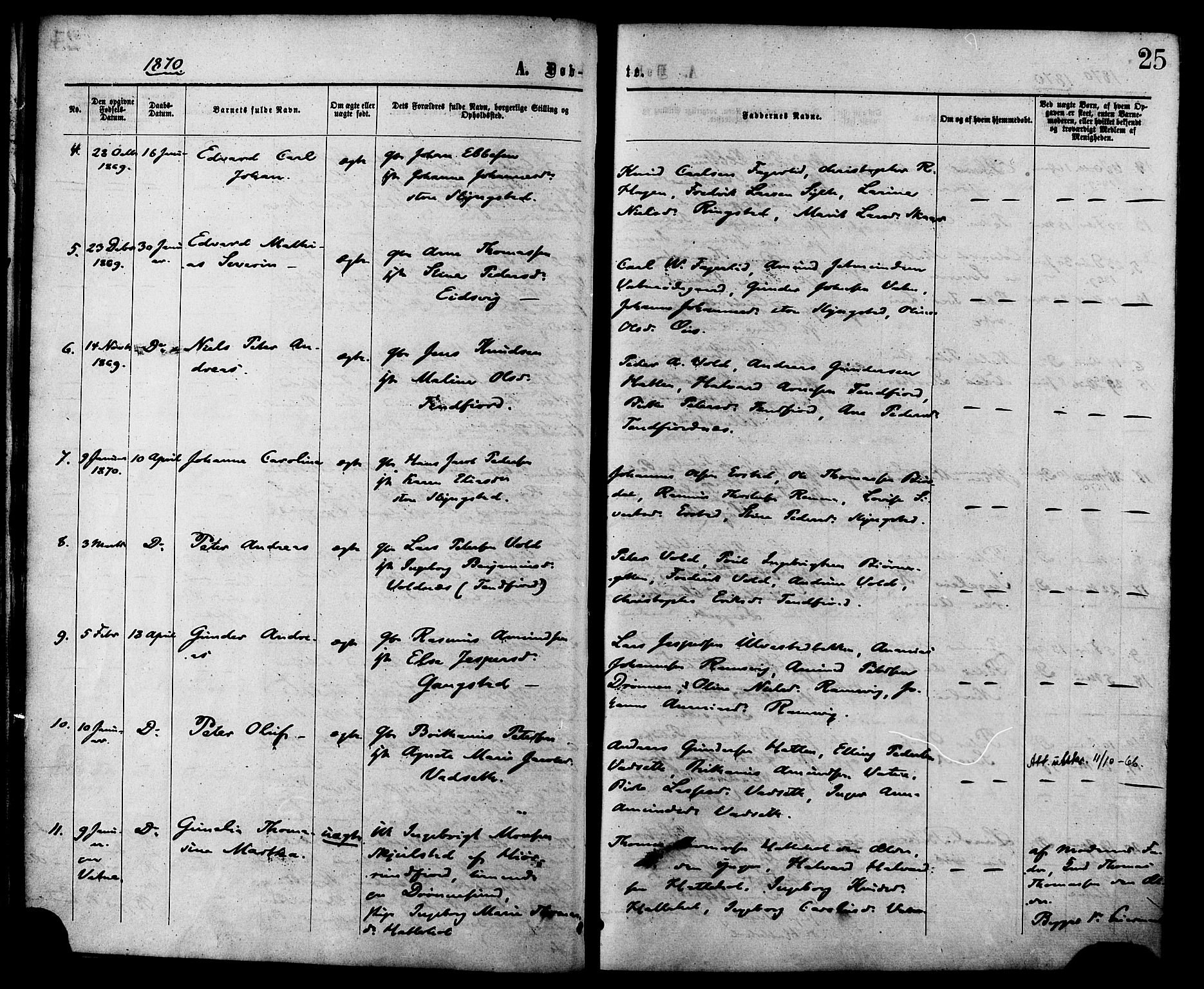 Ministerialprotokoller, klokkerbøker og fødselsregistre - Møre og Romsdal, AV/SAT-A-1454/525/L0373: Parish register (official) no. 525A03, 1864-1879, p. 25