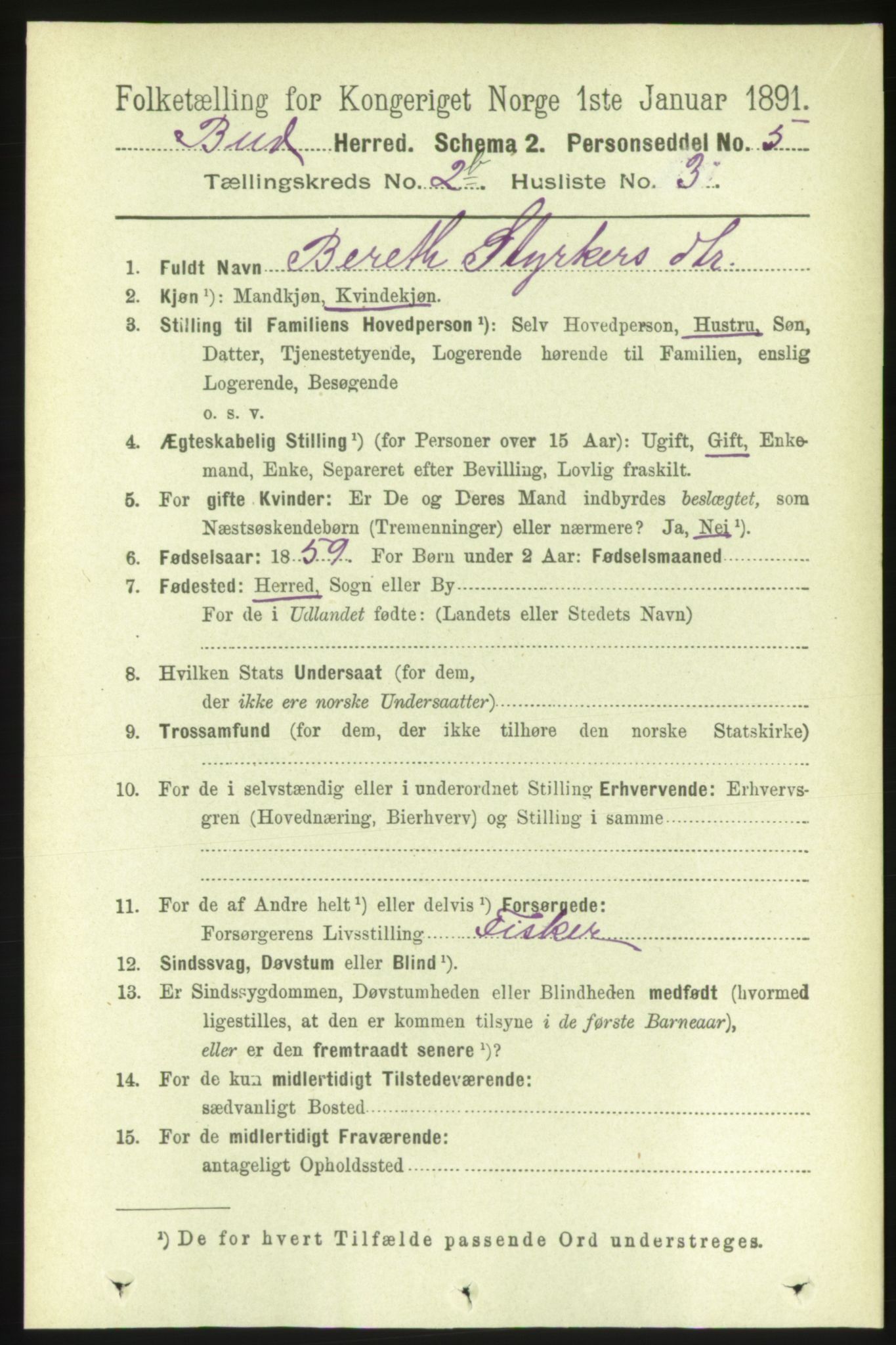 RA, 1891 census for 1549 Bud, 1891, p. 1241