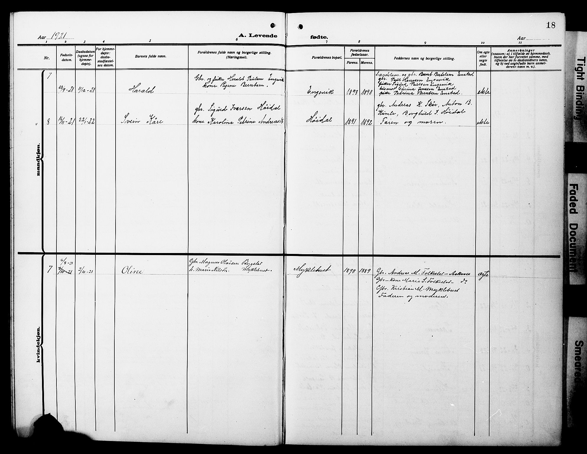 Hyllestad sokneprestembete, AV/SAB-A-80401: Parish register (copy) no. C 4, 1914-1927, p. 18