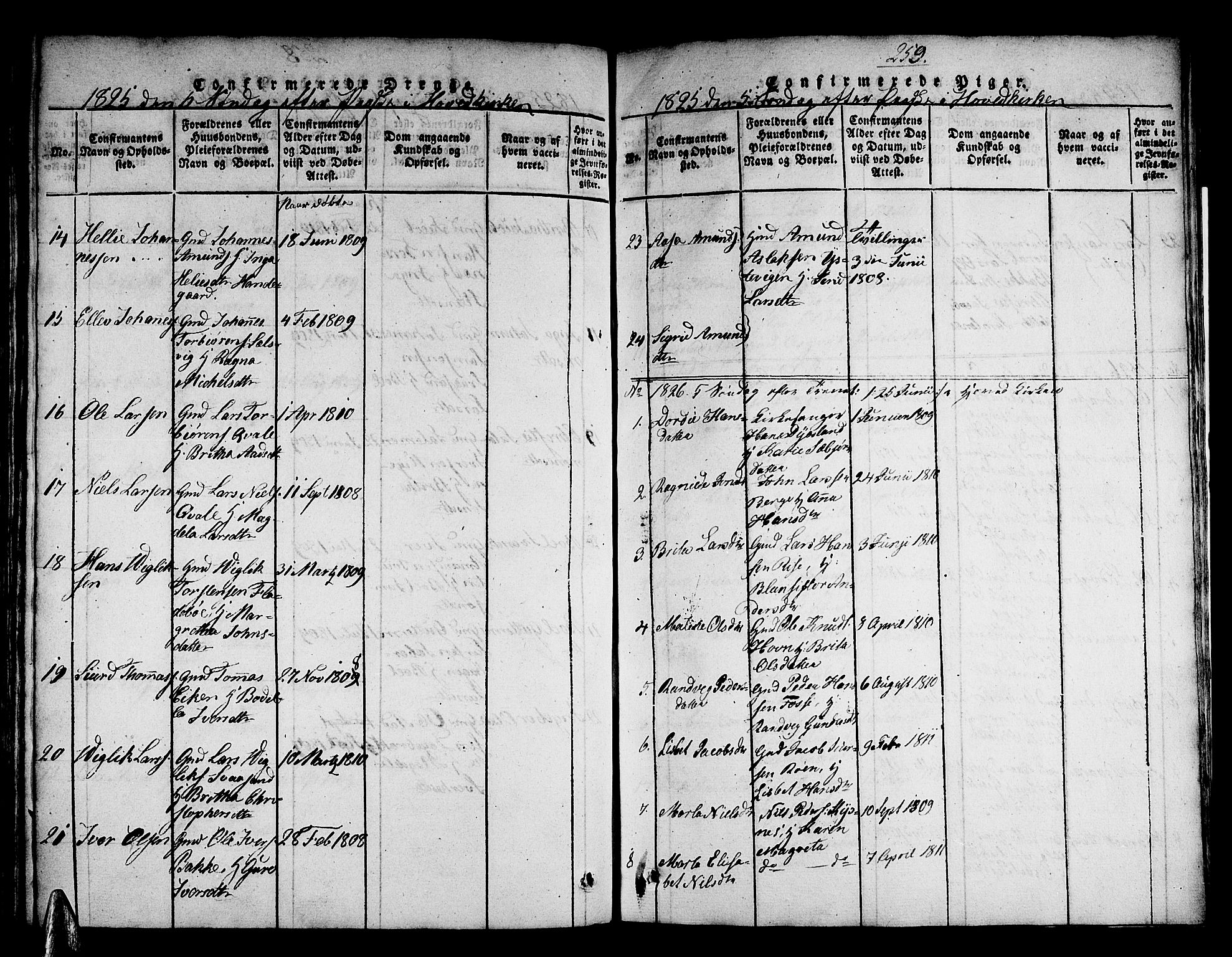 Strandebarm sokneprestembete, AV/SAB-A-78401/H/Haa: Parish register (official) no. A 5, 1816-1826, p. 259