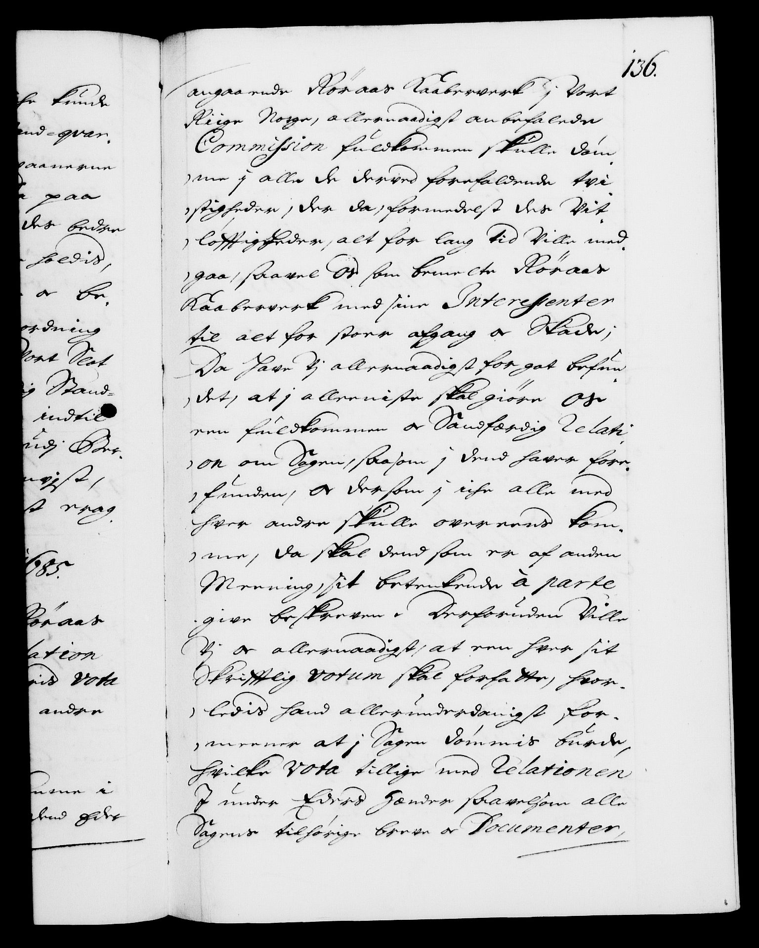 Danske Kanselli 1572-1799, AV/RA-EA-3023/F/Fc/Fca/Fcab/L0013: Norske tegnelser (mikrofilm), 1684-1687, p. 136a