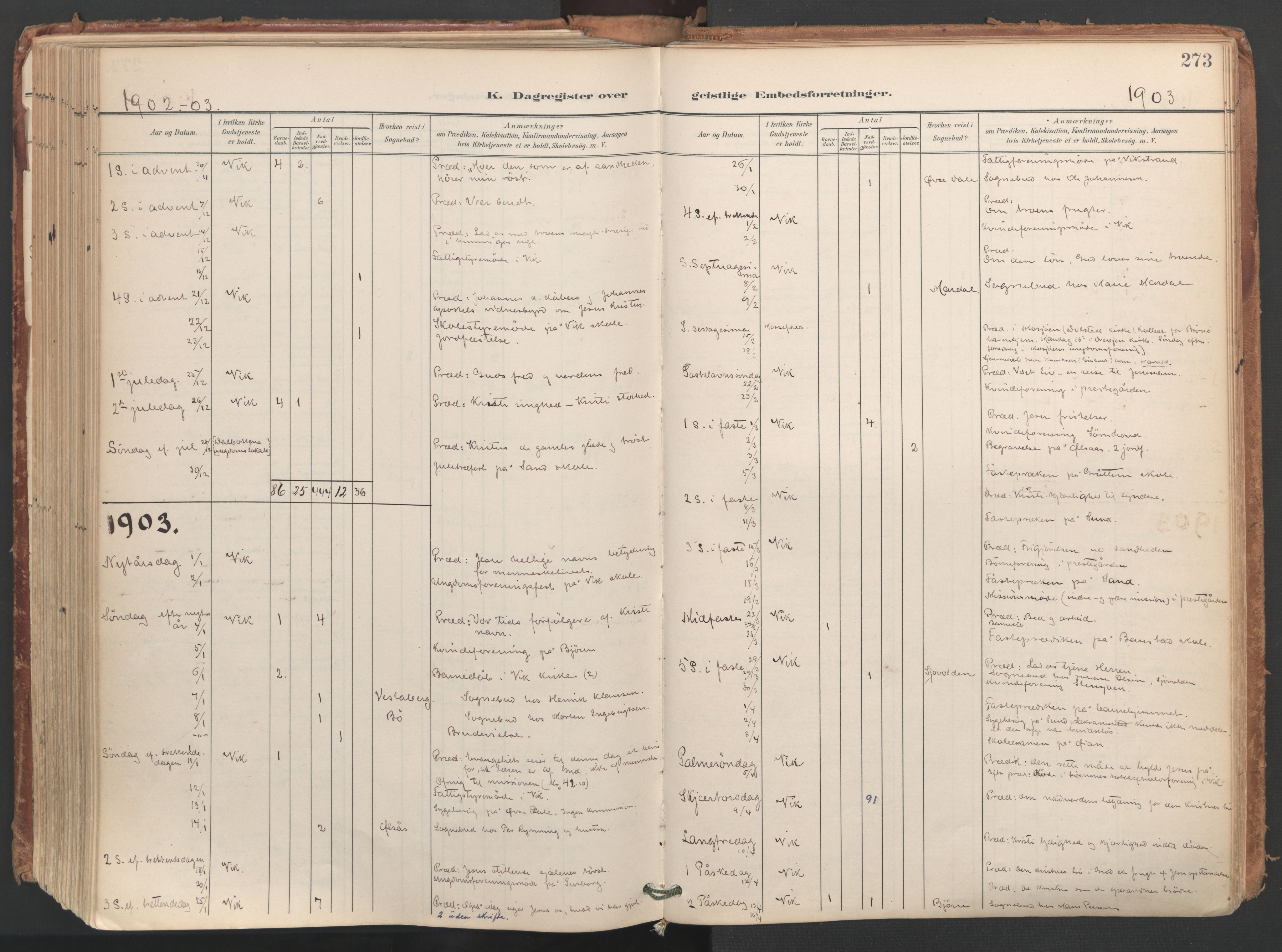 Ministerialprotokoller, klokkerbøker og fødselsregistre - Nordland, AV/SAT-A-1459/812/L0180: Parish register (official) no. 812A09, 1901-1915, p. 273