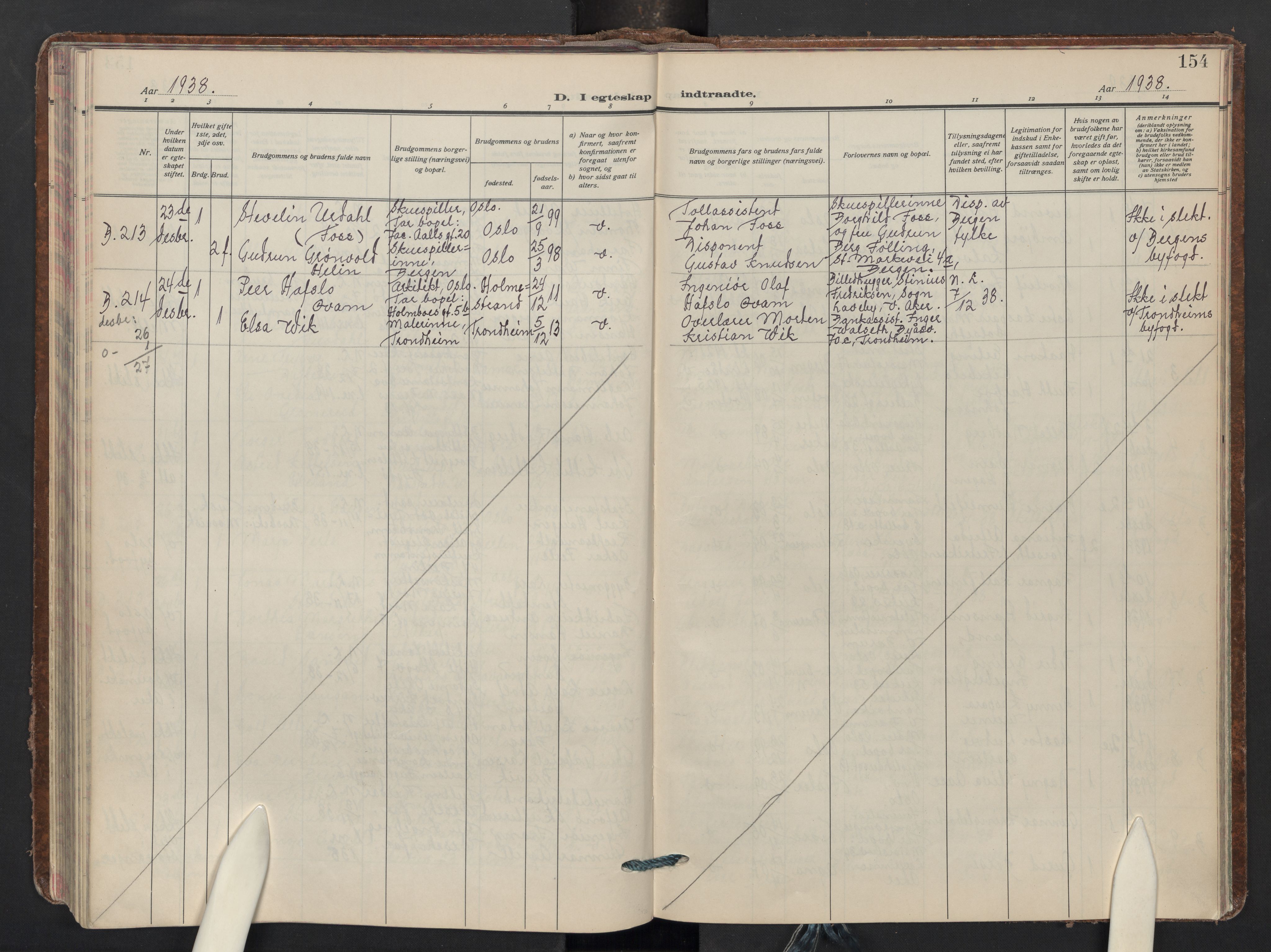 Uranienborg prestekontor Kirkebøker, AV/SAO-A-10877/F/Fa/L0017: Parish register (official) no. I 17, 1930-1940, p. 154