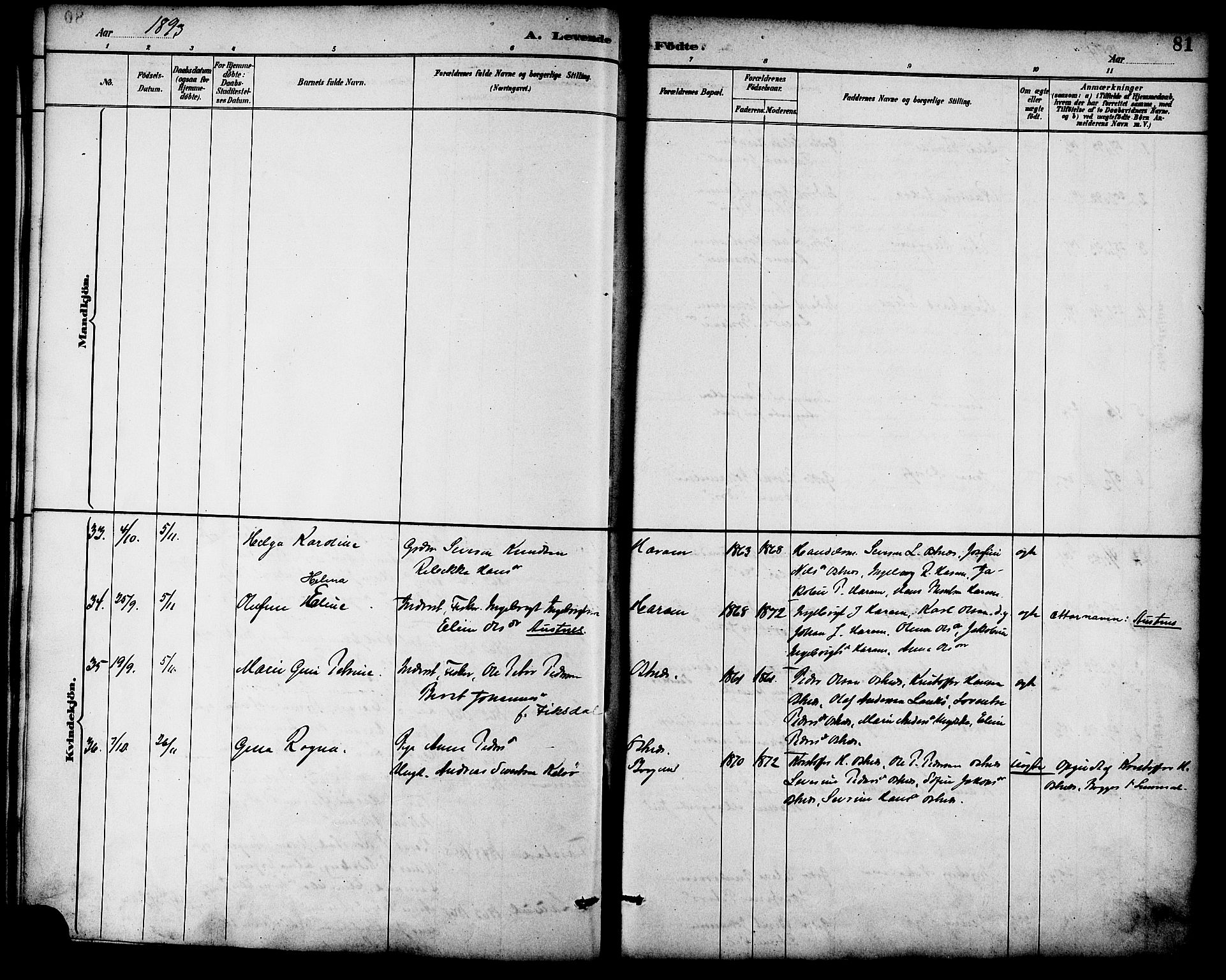 Ministerialprotokoller, klokkerbøker og fødselsregistre - Møre og Romsdal, SAT/A-1454/536/L0501: Parish register (official) no. 536A10, 1884-1896, p. 81