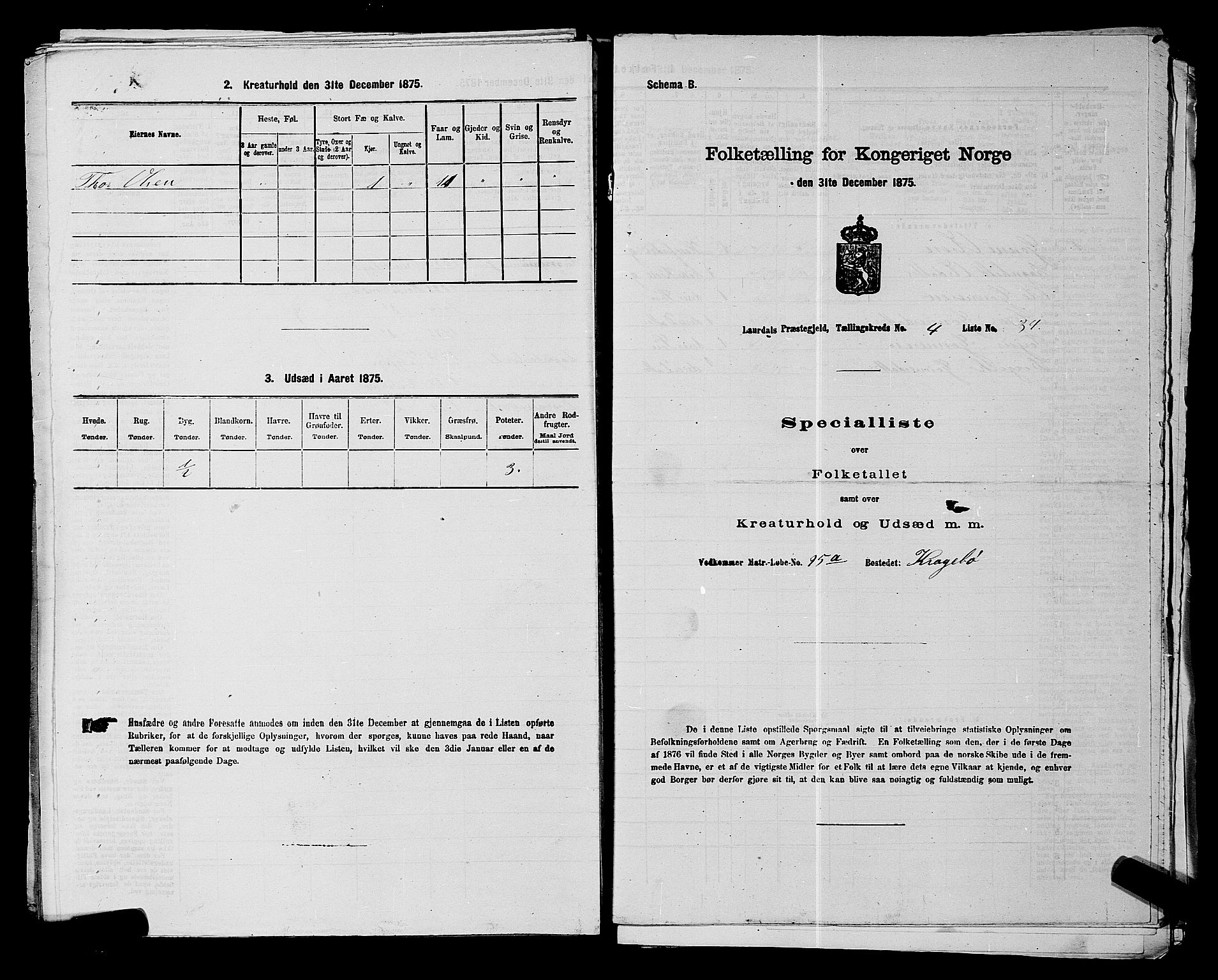 SAKO, 1875 census for 0833P Lårdal, 1875, p. 485