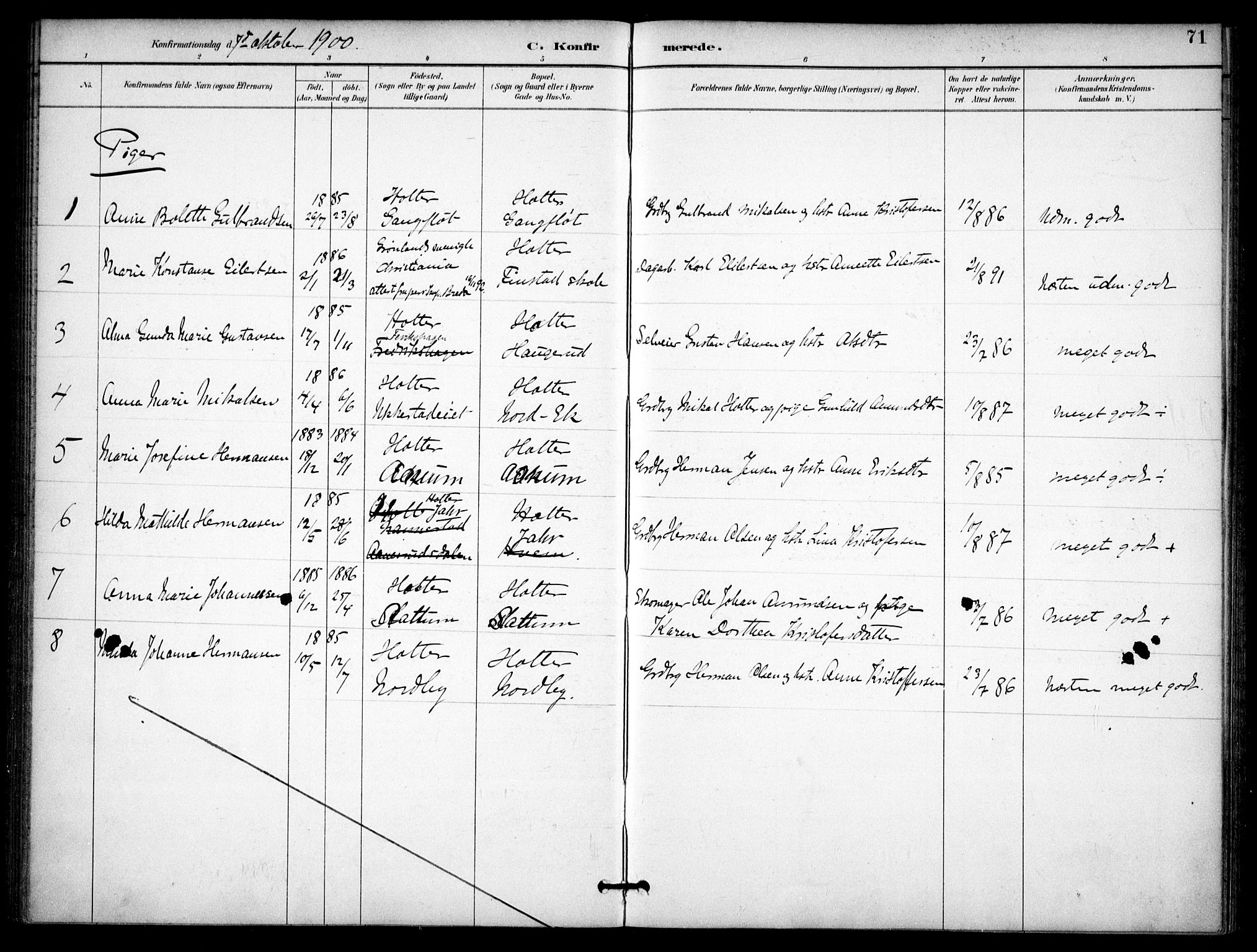 Nannestad prestekontor Kirkebøker, AV/SAO-A-10414a/F/Fb/L0002: Parish register (official) no. II 2, 1891-1909, p. 71