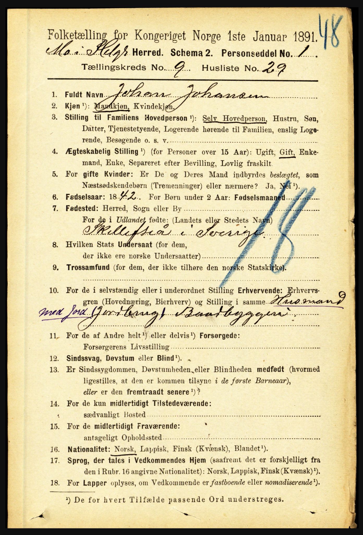 RA, 1891 census for 1833 Mo, 1891, p. 3815