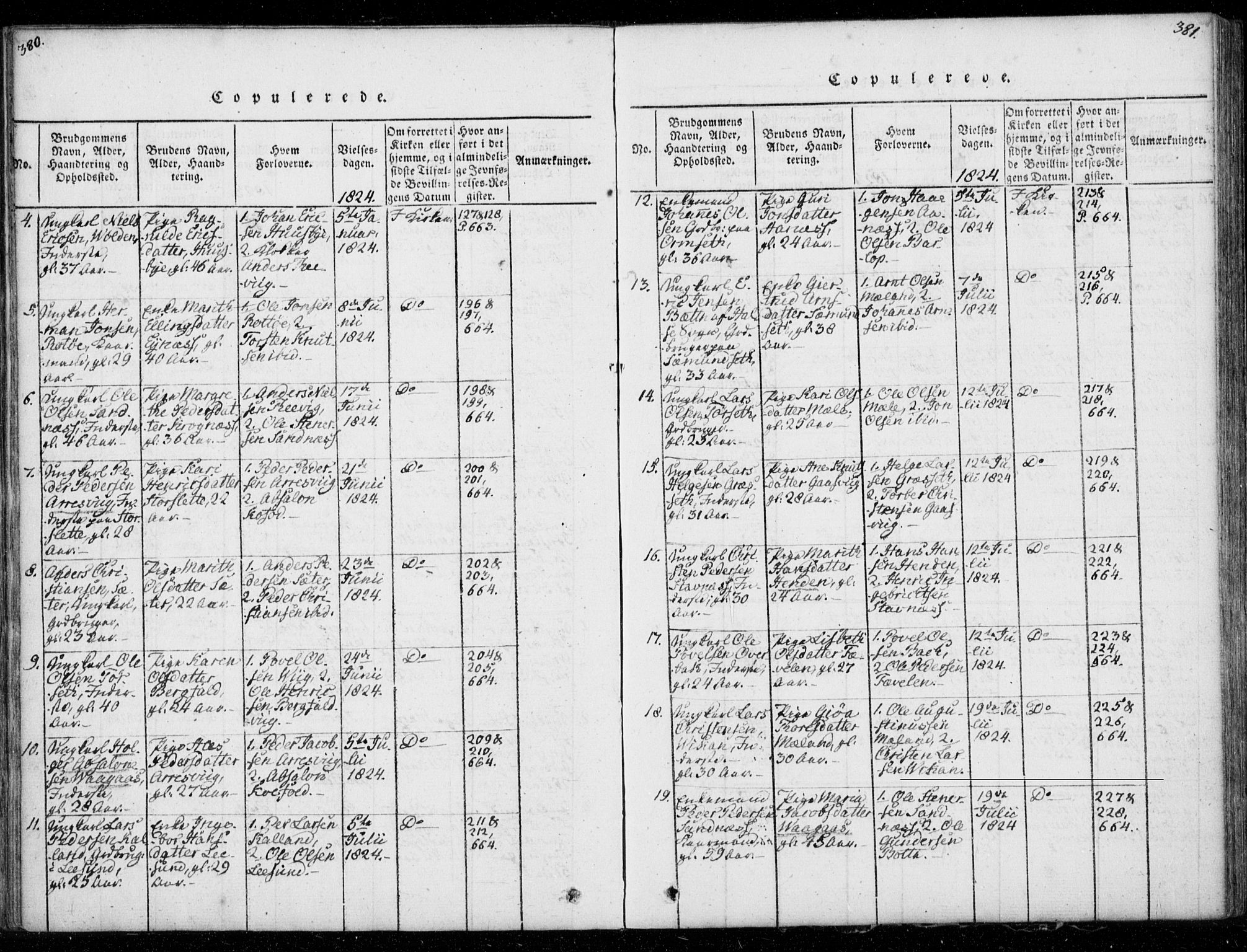 Ministerialprotokoller, klokkerbøker og fødselsregistre - Møre og Romsdal, AV/SAT-A-1454/578/L0903: Parish register (official) no. 578A02, 1819-1838, p. 380-381