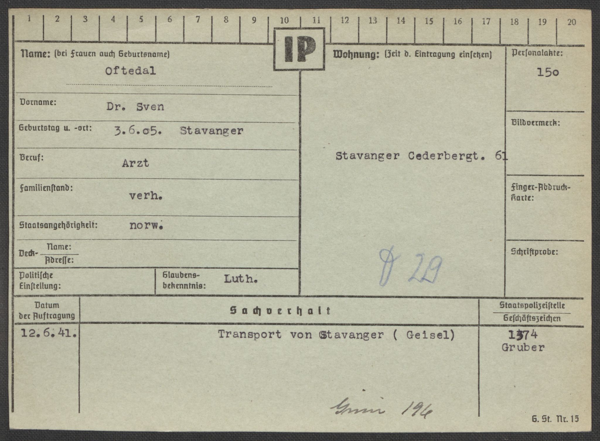 Befehlshaber der Sicherheitspolizei und des SD, AV/RA-RAFA-5969/E/Ea/Eaa/L0008: Register over norske fanger i Møllergata 19: Oelze-Ru, 1940-1945, p. 8