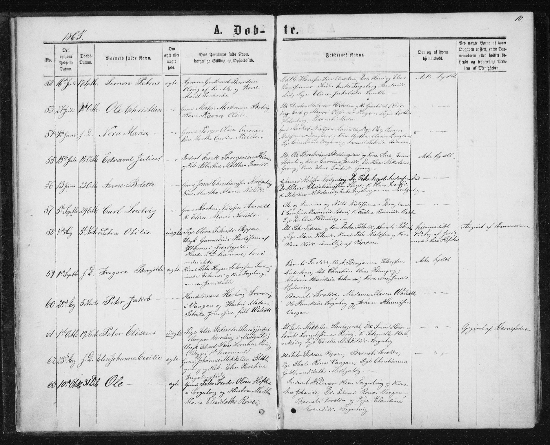 Ministerialprotokoller, klokkerbøker og fødselsregistre - Nord-Trøndelag, SAT/A-1458/788/L0696: Parish register (official) no. 788A03, 1863-1877, p. 10