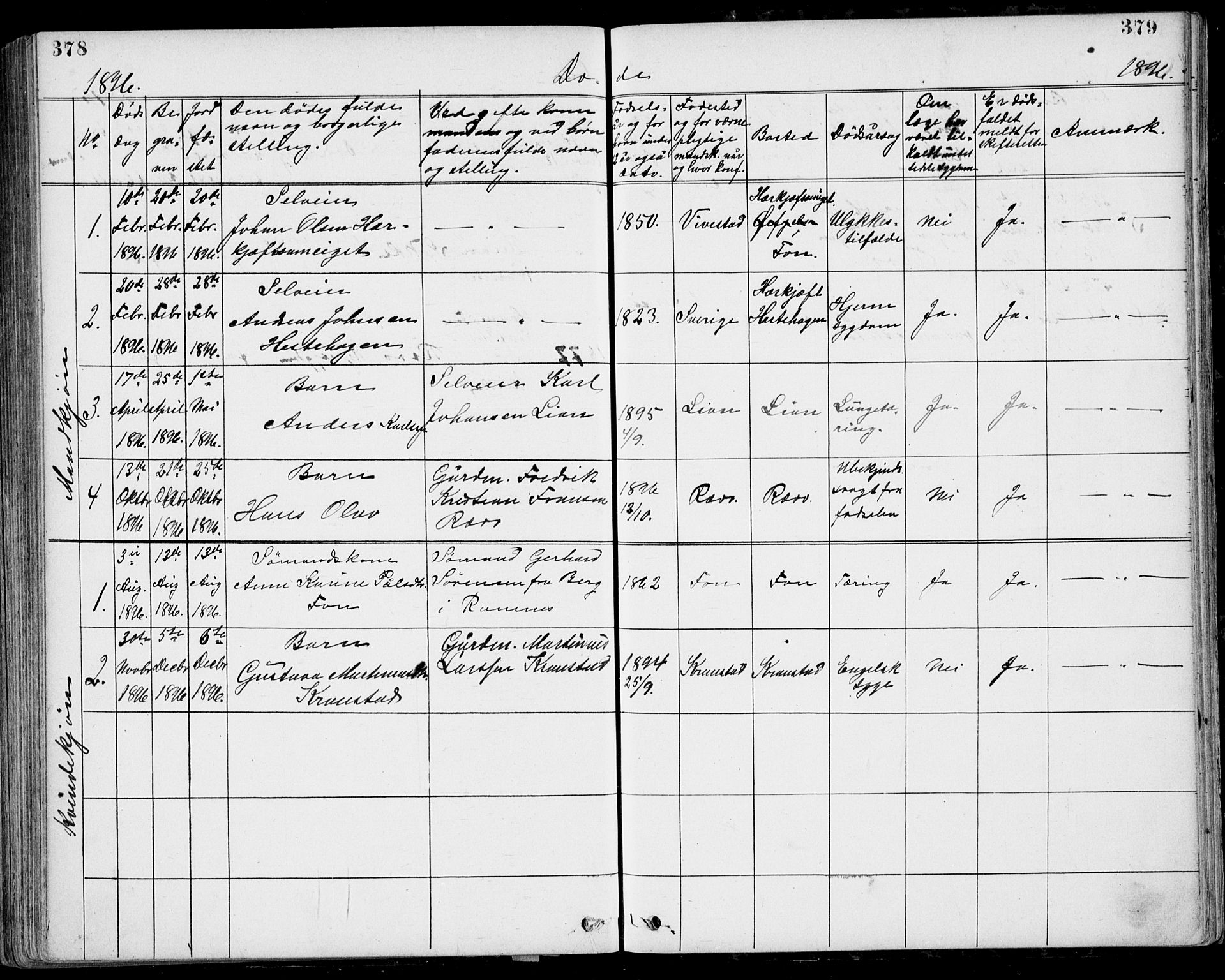 Ramnes kirkebøker, AV/SAKO-A-314/G/Gb/L0001: Parish register (copy) no. II 1, 1869-1904, p. 378-379