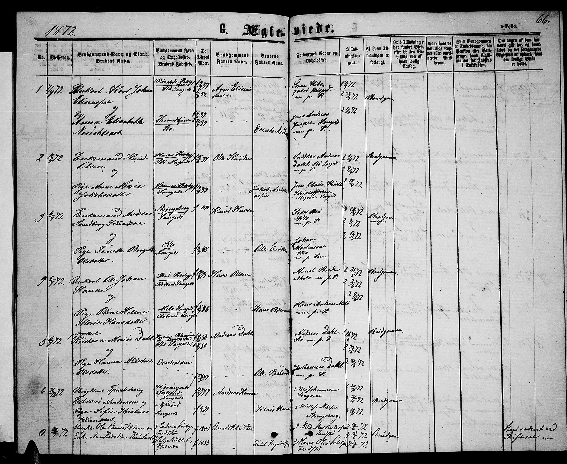 Ministerialprotokoller, klokkerbøker og fødselsregistre - Nordland, SAT/A-1459/894/L1358: Parish register (copy) no. 894C01, 1864-1877, p. 66
