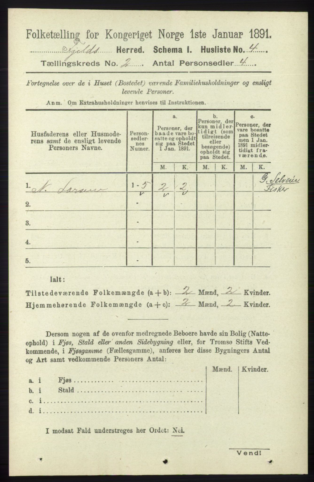 RA, 1891 census for 1246 Fjell, 1891, p. 624