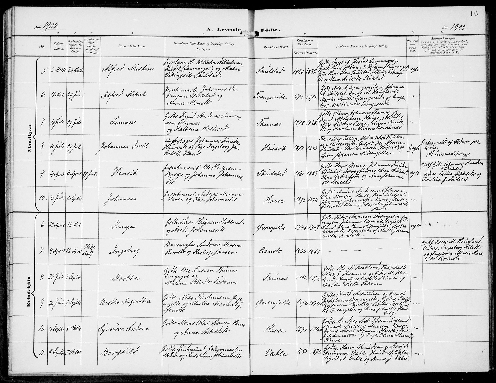 Haus sokneprestembete, SAB/A-75601/H/Haa: Parish register (official) no. B  2, 1899-1912, p. 16