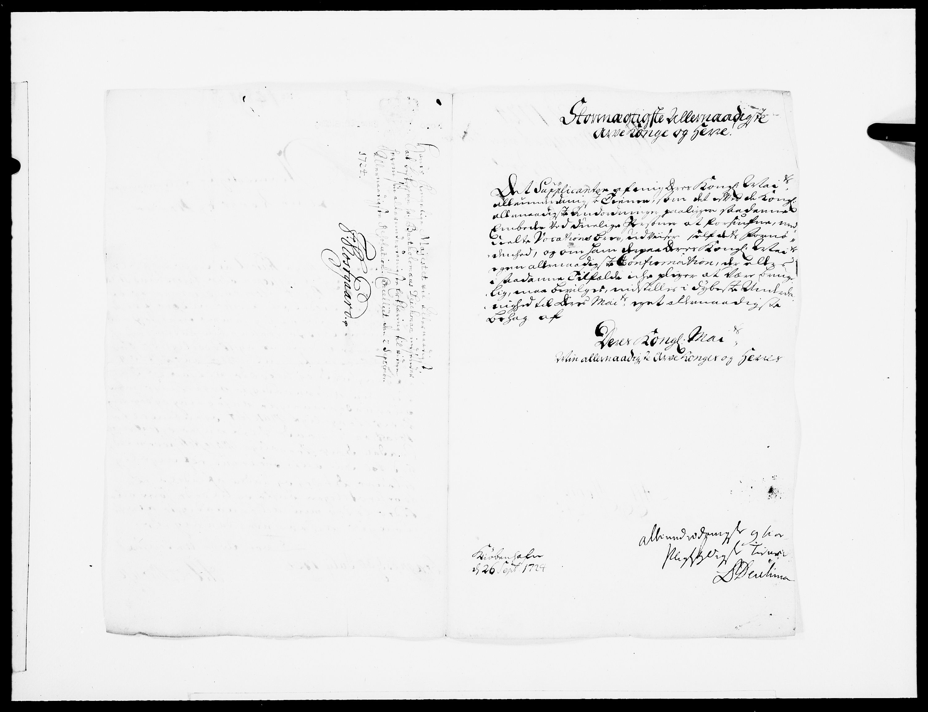 Danske Kanselli 1572-1799, AV/RA-EA-3023/F/Fc/Fcc/Fcca/L0095: Norske innlegg 1572-1799, 1724, p. 410