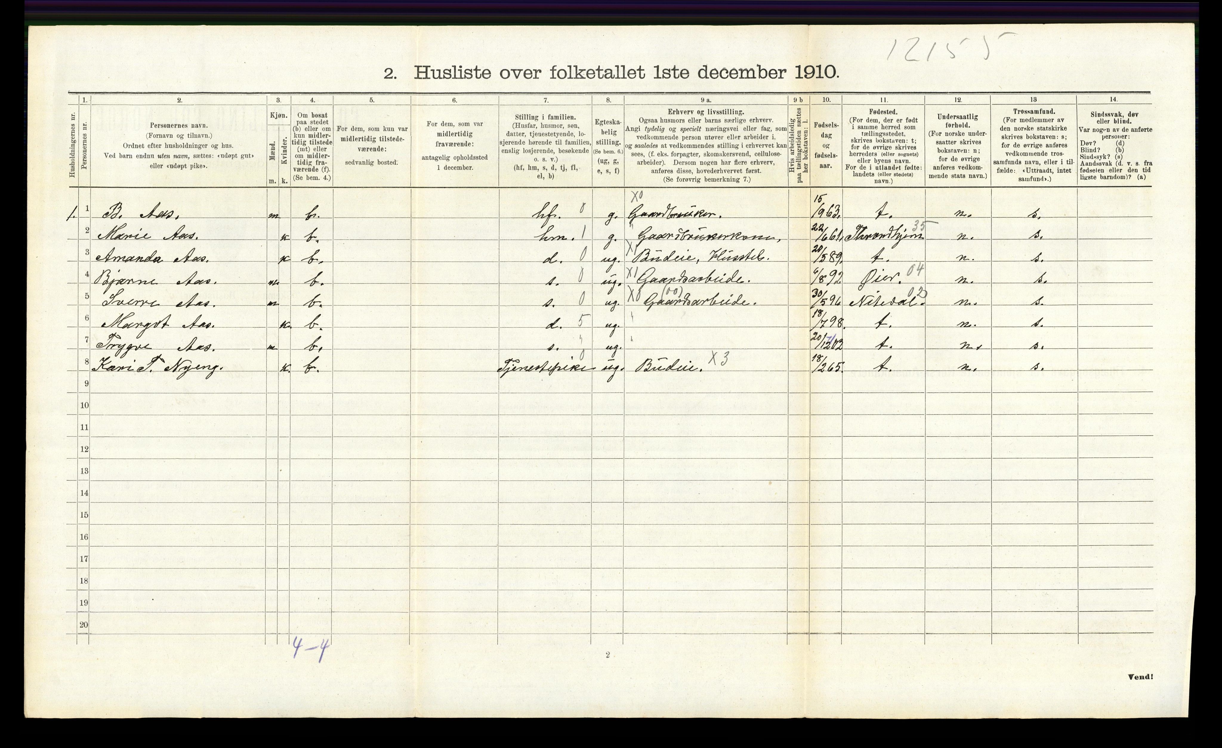 RA, 1910 census for Tolga, 1910, p. 987