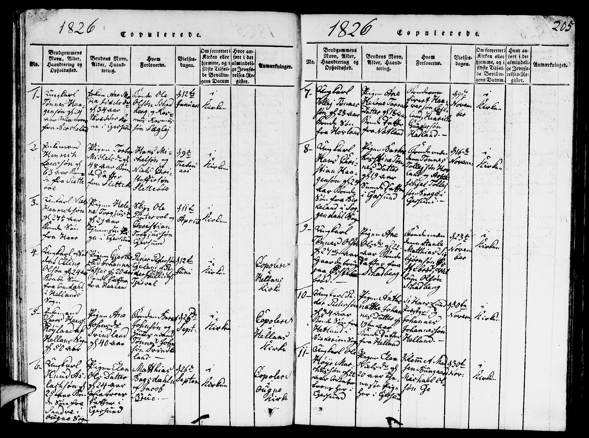 Eigersund sokneprestkontor, SAST/A-101807/S09/L0001: Parish register (copy) no. B 1, 1815-1827, p. 205