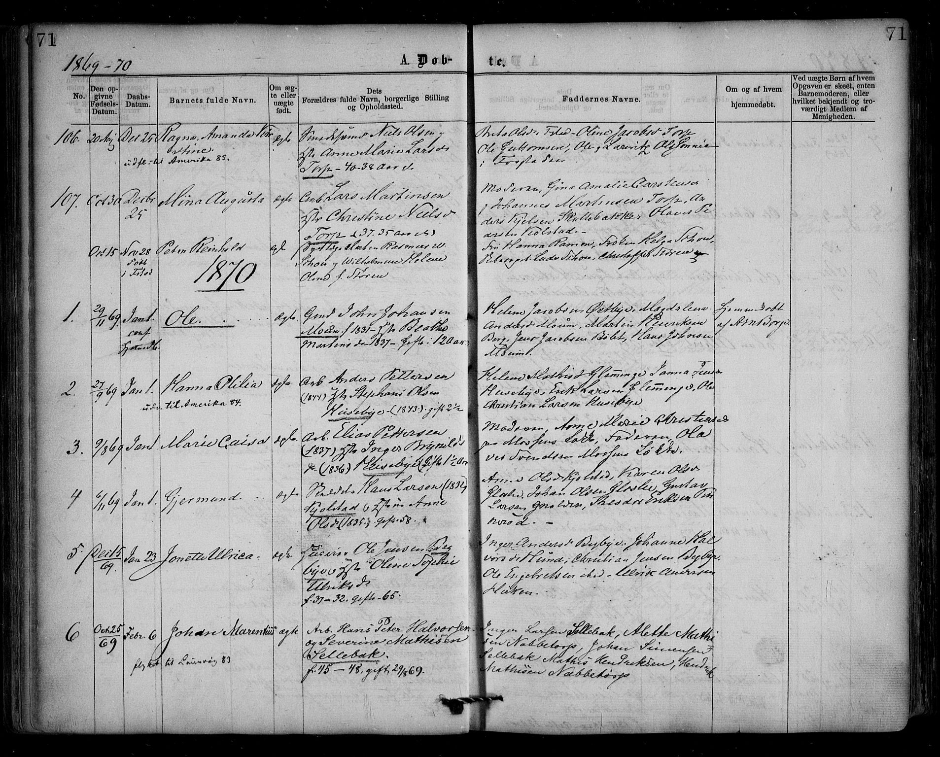 Borge prestekontor Kirkebøker, AV/SAO-A-10903/F/Fa/L0006: Parish register (official) no. I 6, 1861-1874, p. 71