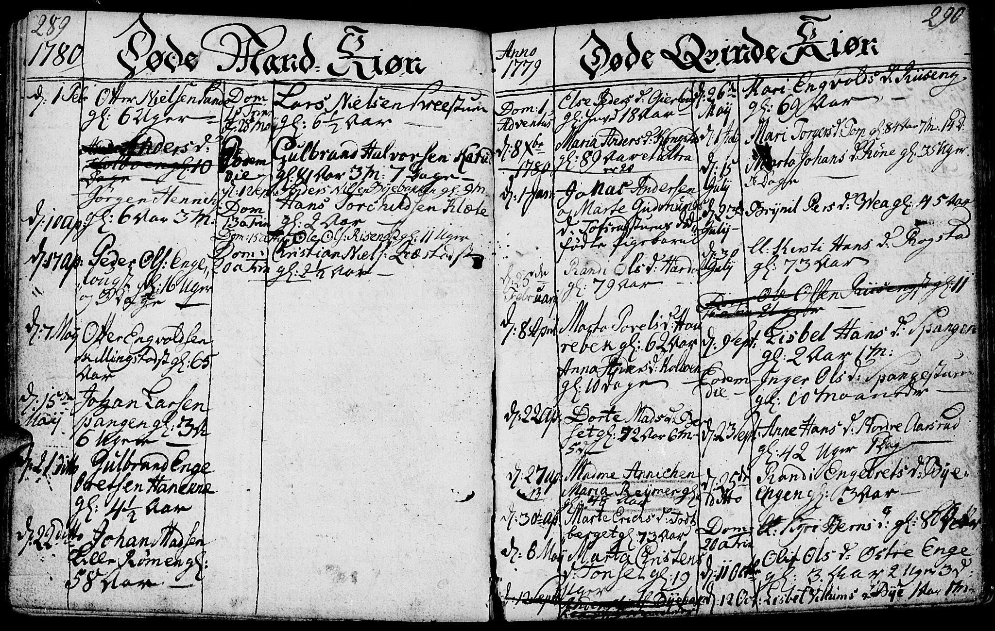 Løten prestekontor, SAH/PREST-022/K/Ka/L0003: Parish register (official) no. 3, 1773-1800, p. 289-290