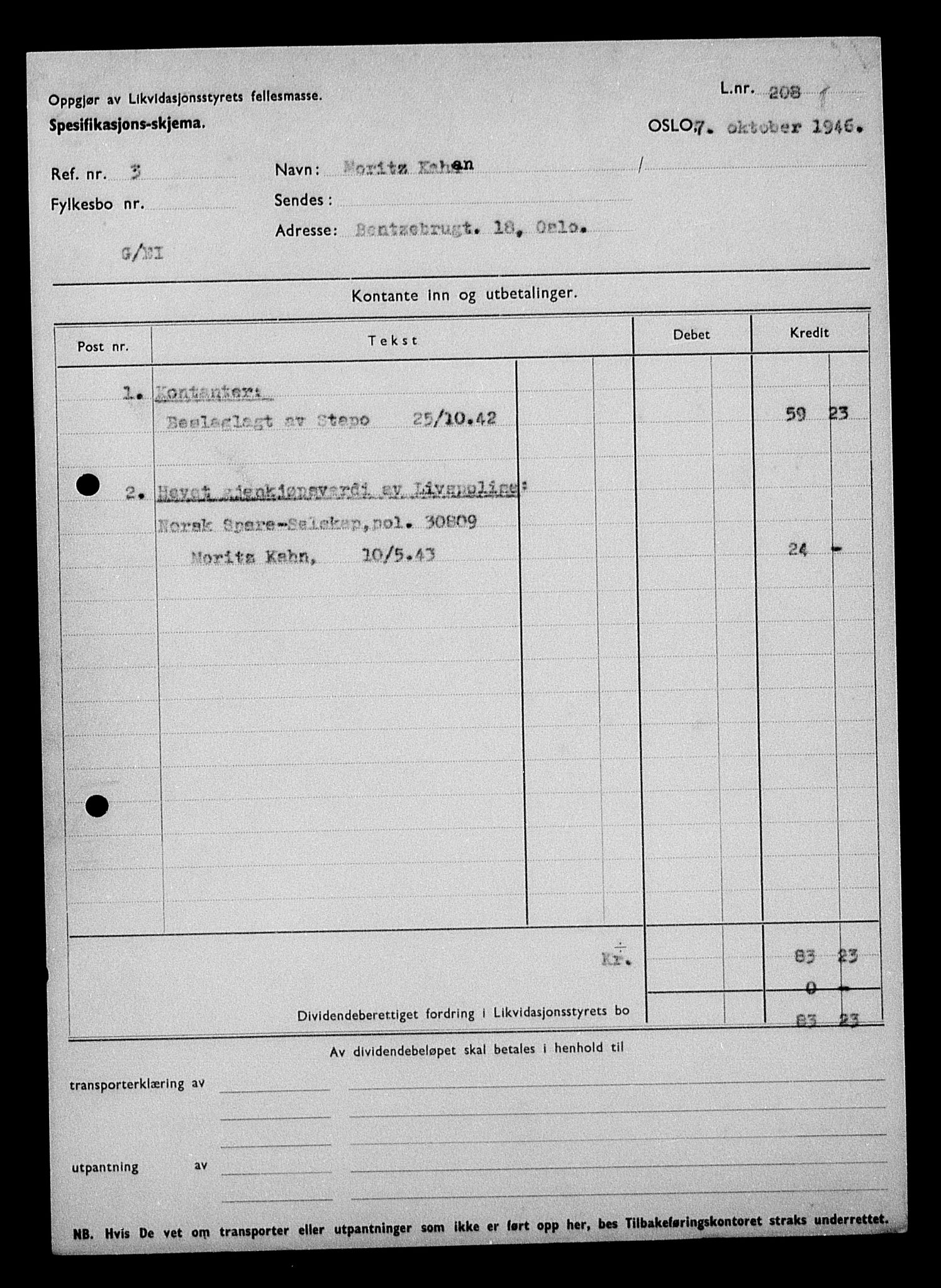 Justisdepartementet, Tilbakeføringskontoret for inndratte formuer, AV/RA-S-1564/H/Hc/Hcc/L0948: --, 1945-1947, p. 411