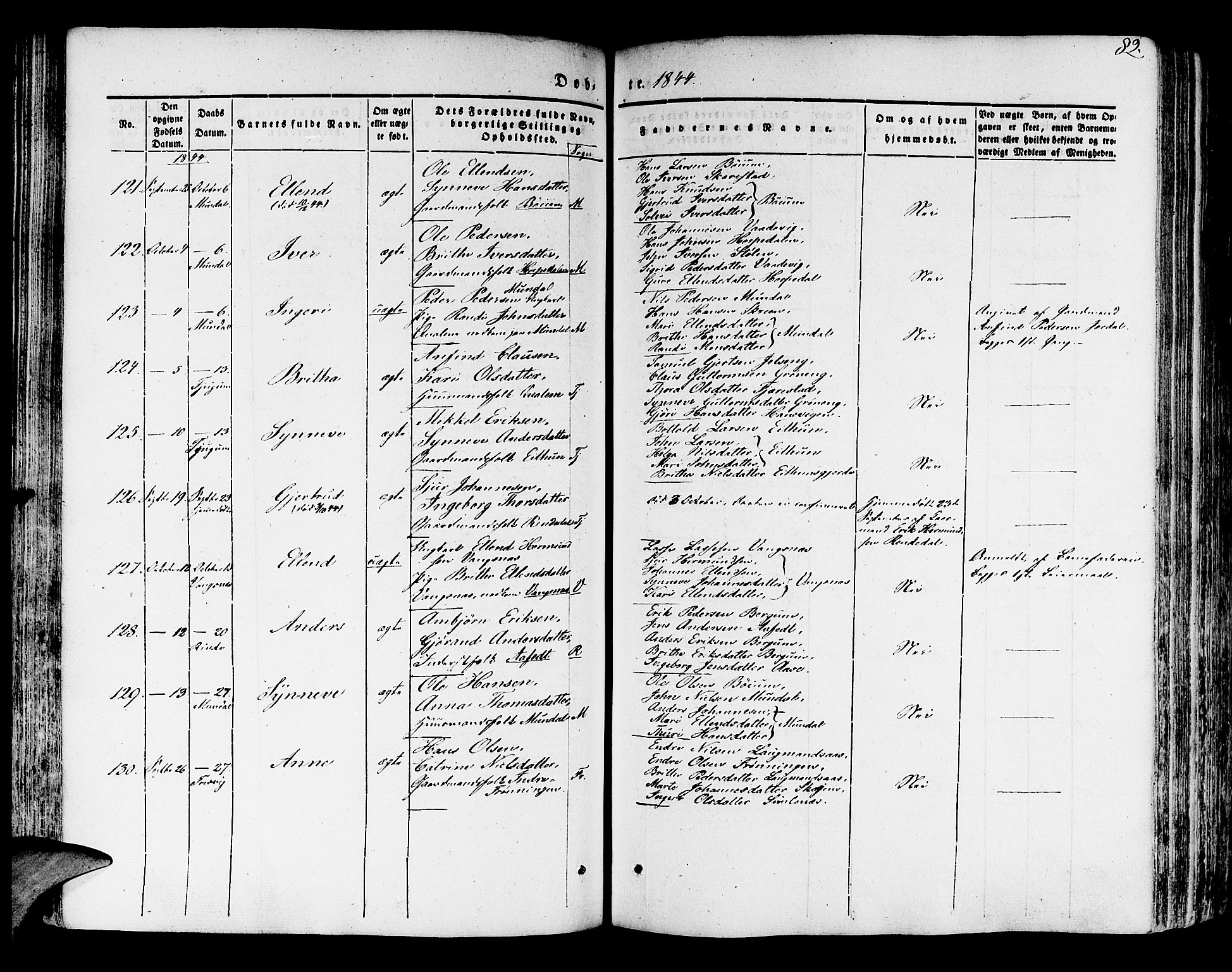 Leikanger sokneprestembete, AV/SAB-A-81001/H/Haa/Haaa/L0007: Parish register (official) no. A 7, 1838-1851, p. 82