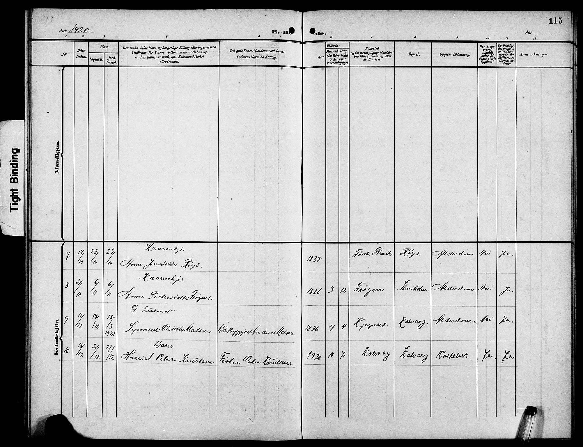Bremanger sokneprestembete, SAB/A-82201/H/Hab/Habb/L0001: Parish register (copy) no. B 1, 1906-1925, p. 115