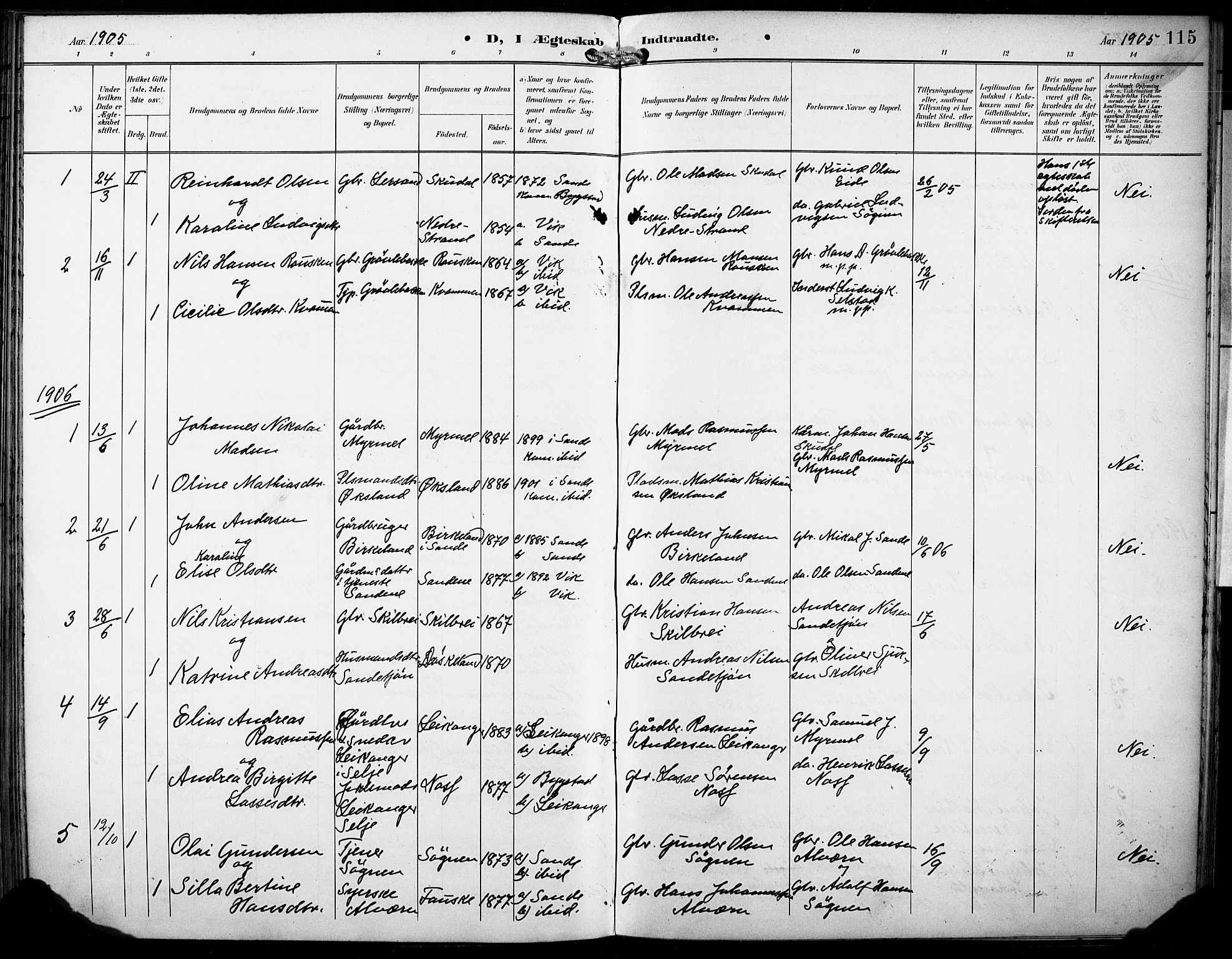 Gaular sokneprestembete, AV/SAB-A-80001/H/Haa: Parish register (official) no. B 2, 1898-1911, p. 115