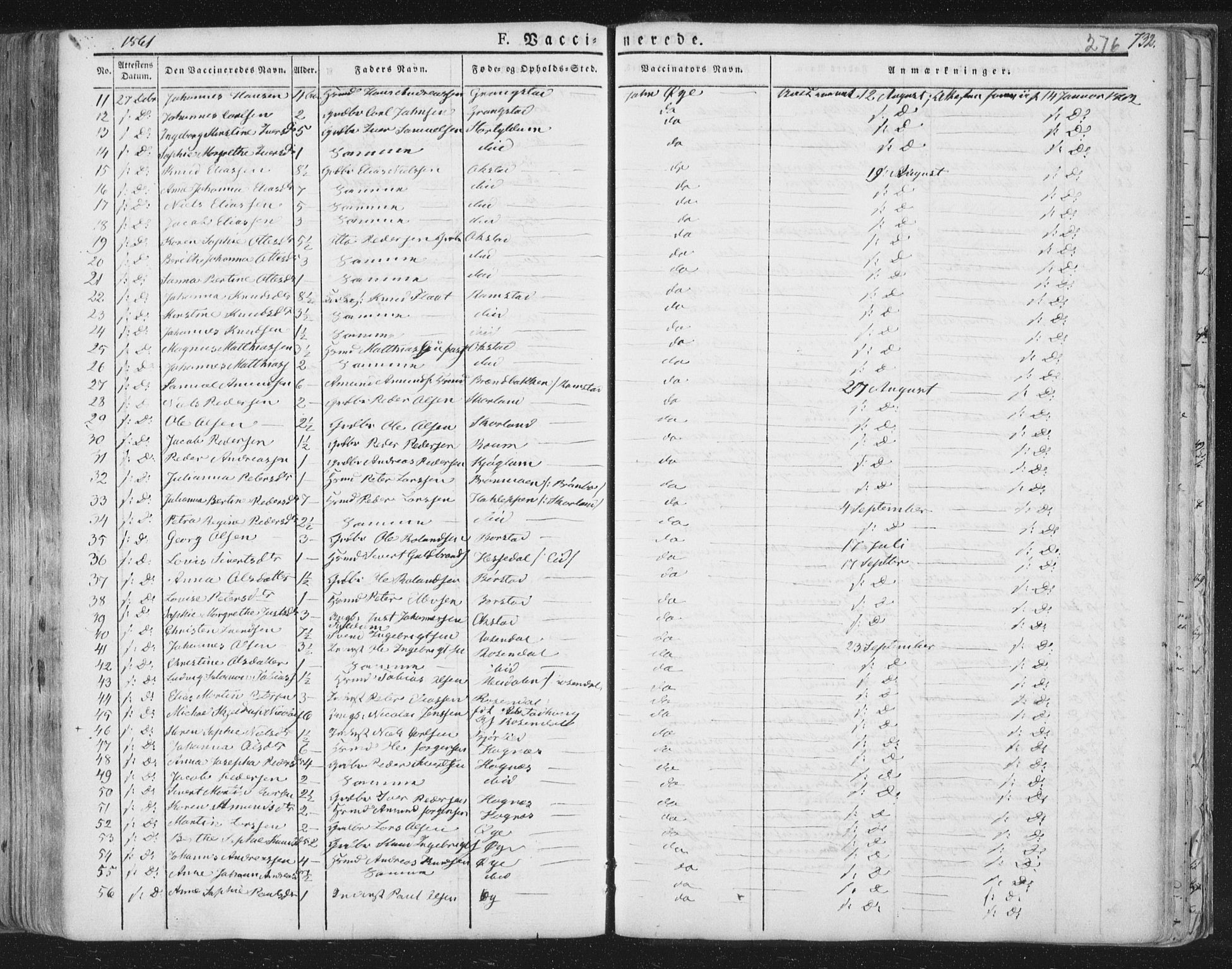 Ministerialprotokoller, klokkerbøker og fødselsregistre - Nord-Trøndelag, SAT/A-1458/758/L0513: Parish register (official) no. 758A02 /1, 1839-1868, p. 276