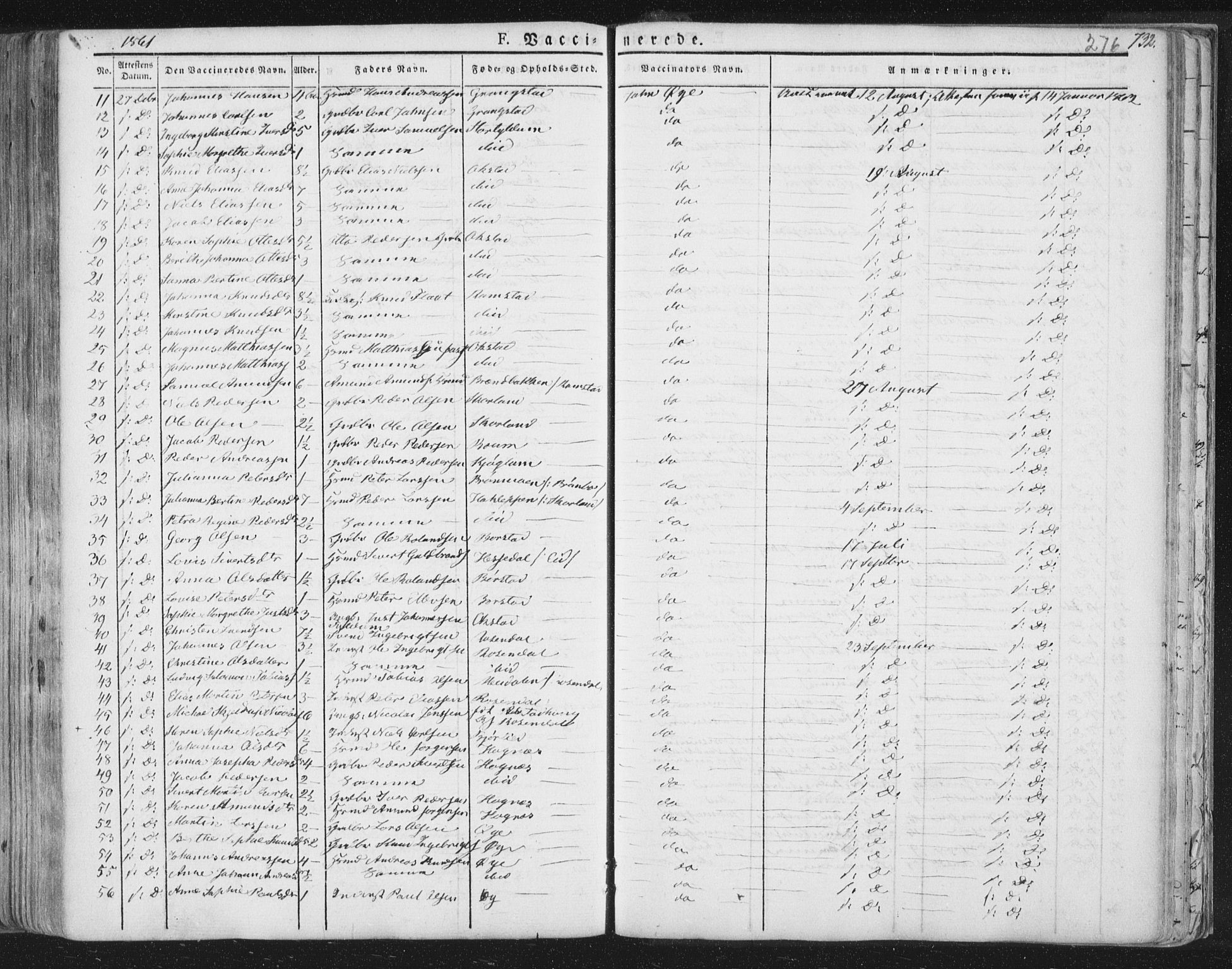 Ministerialprotokoller, klokkerbøker og fødselsregistre - Nord-Trøndelag, AV/SAT-A-1458/758/L0513: Parish register (official) no. 758A02 /1, 1839-1868, p. 276