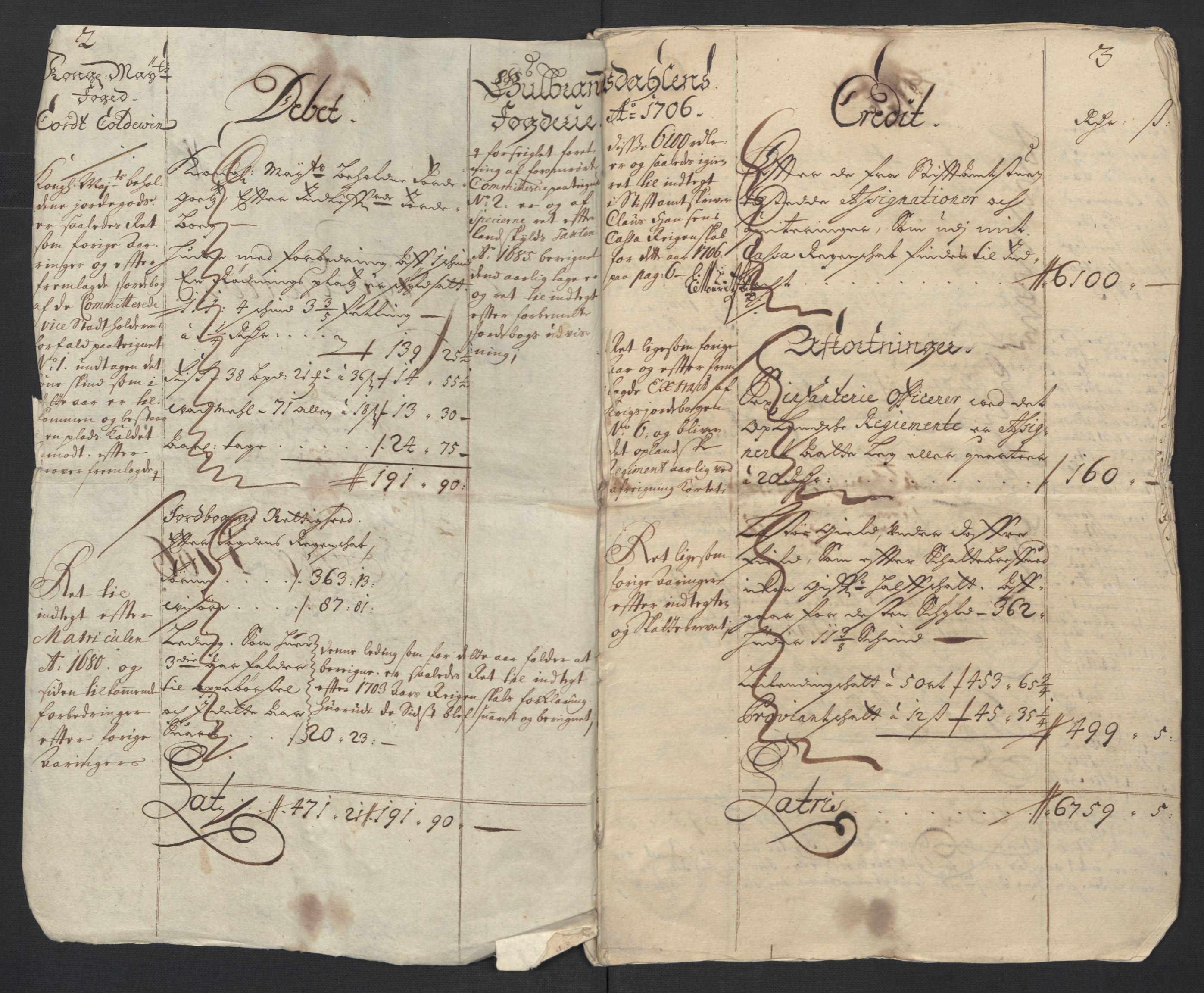 Rentekammeret inntil 1814, Reviderte regnskaper, Fogderegnskap, AV/RA-EA-4092/R17/L1178: Fogderegnskap Gudbrandsdal, 1705-1707, p. 154