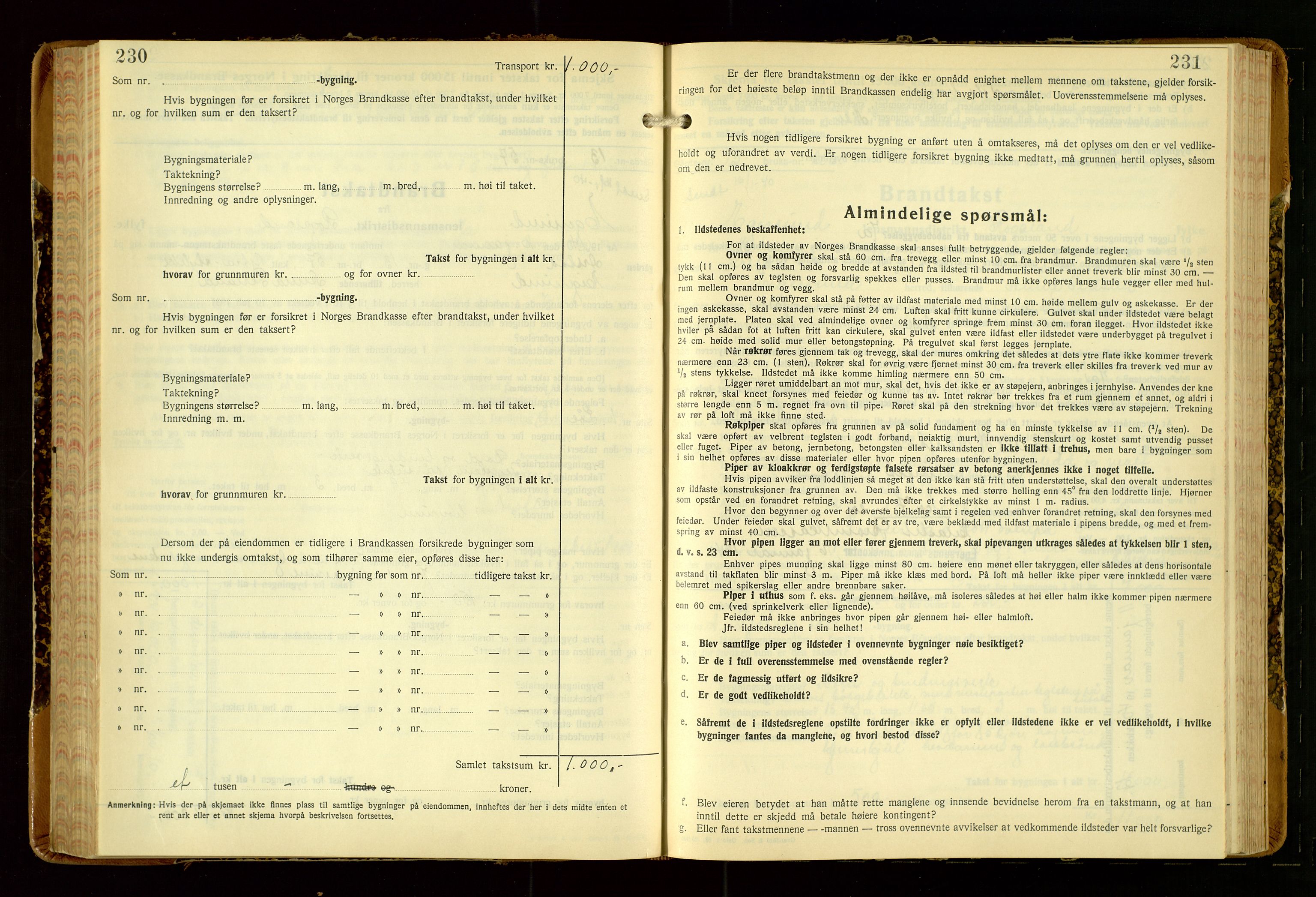 Eigersund lensmannskontor, AV/SAST-A-100171/Gob/L0007: "Brandtakstprotokoll", 1938-1955, p. 230-231