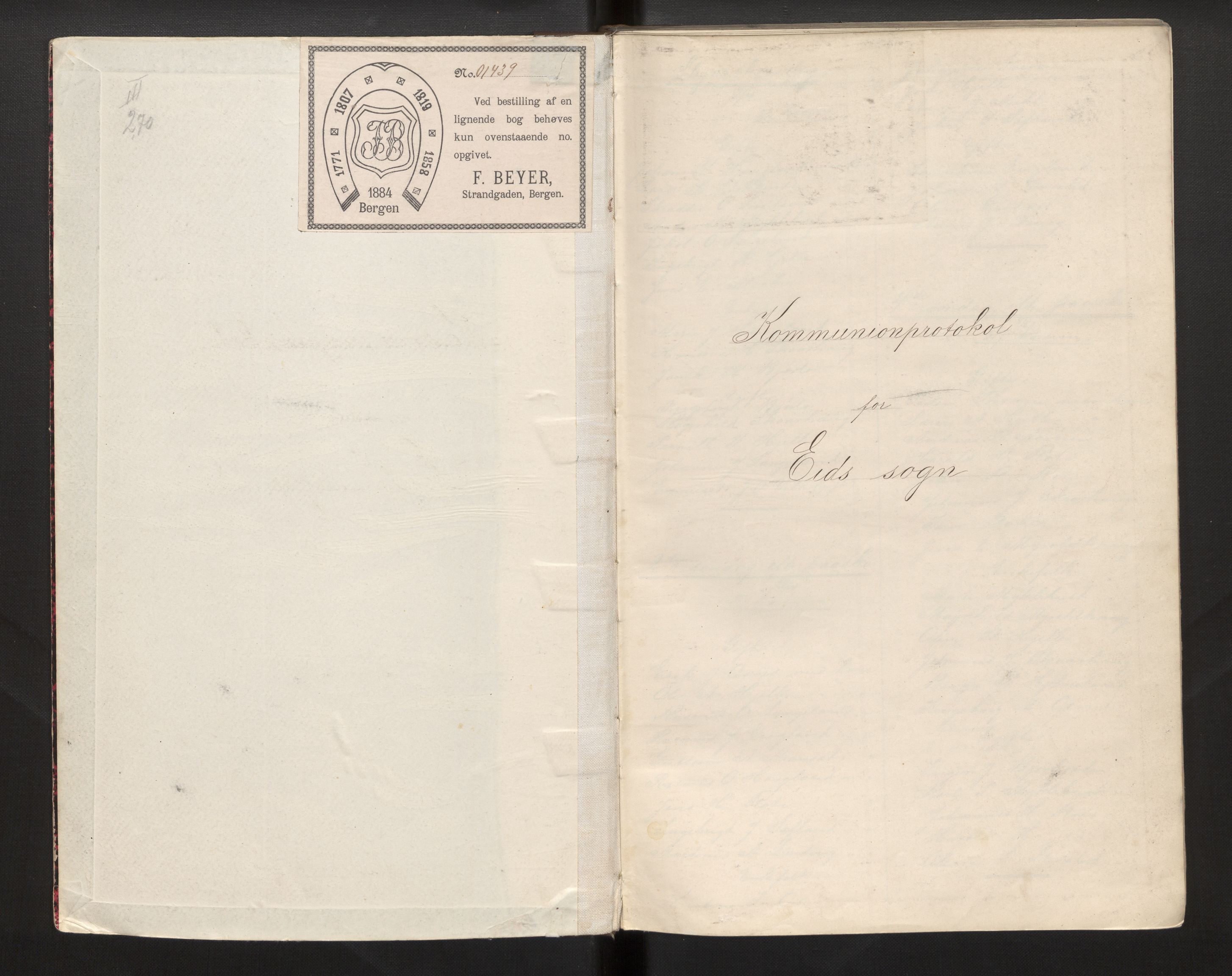 Eid sokneprestembete, AV/SAB-A-82301/H/Hb/L0002: Communicants register no. 2, 1898-1946