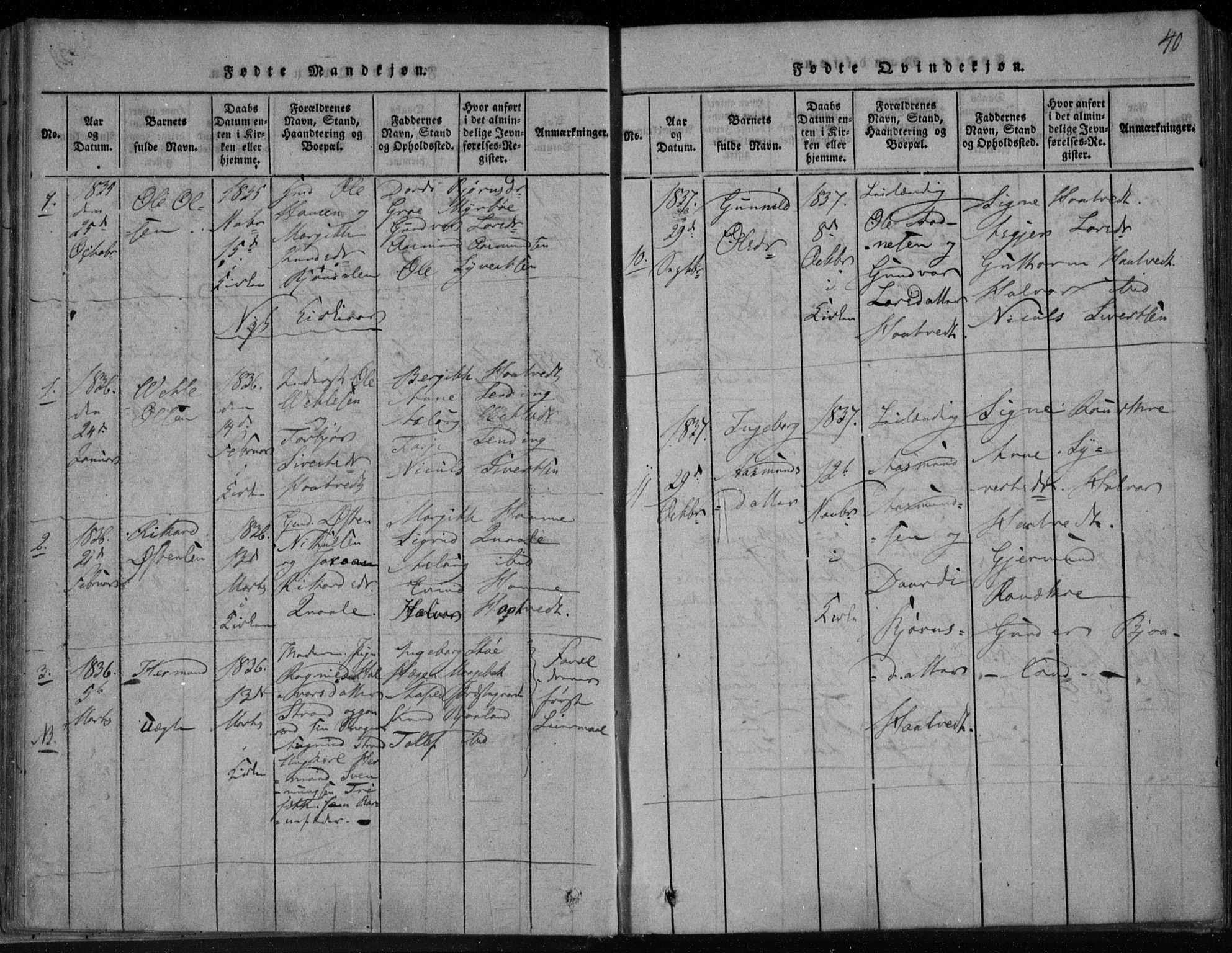 Lårdal kirkebøker, SAKO/A-284/F/Fa/L0005: Parish register (official) no. I 5, 1815-1860, p. 40