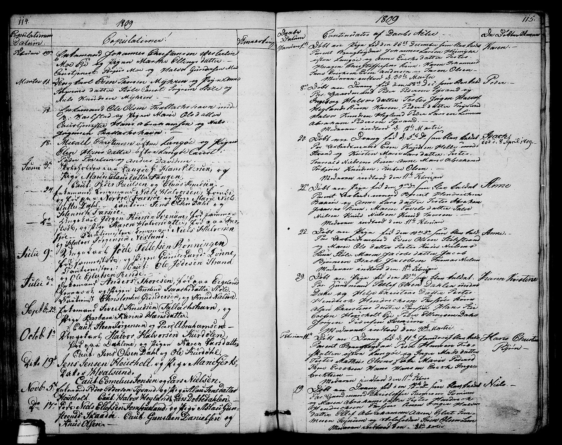 Sannidal kirkebøker, AV/SAKO-A-296/F/Fa/L0003: Parish register (official) no. 3, 1803-1813, p. 114-115
